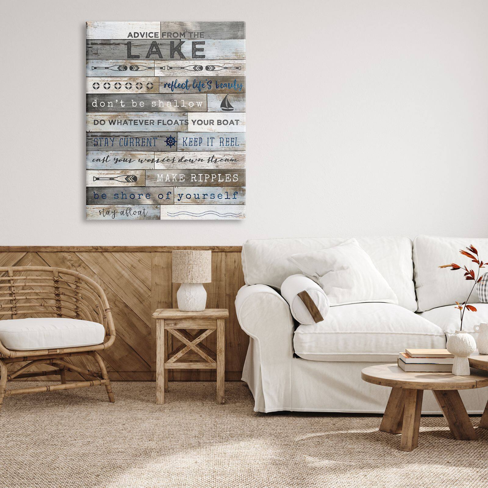 Stupell Industries Advice From the Lake List Rustic Plank Pattern Canvas Wall Art