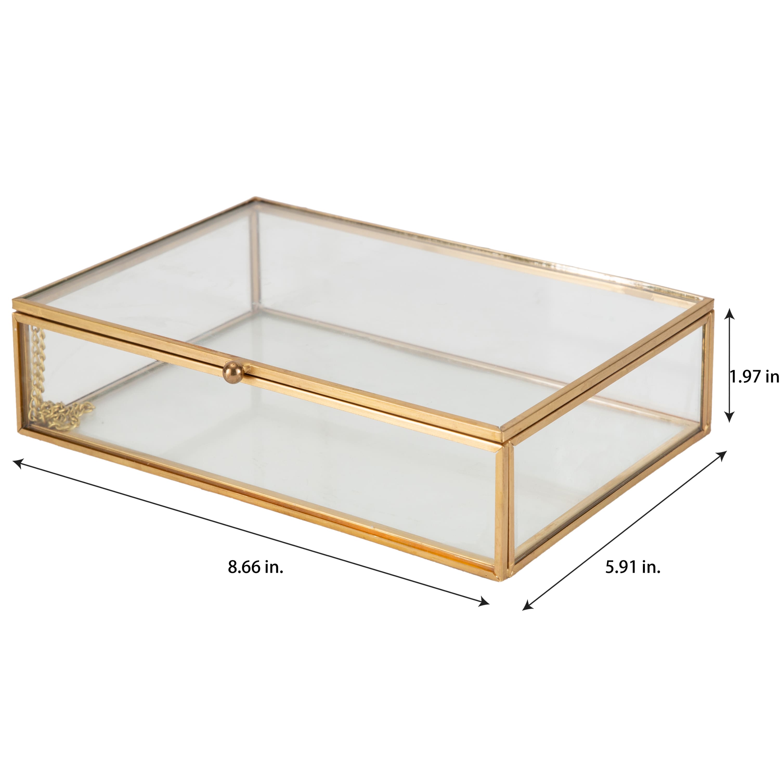 Home Details 9&#x22; Gold Vintage Glass Keepsake Box