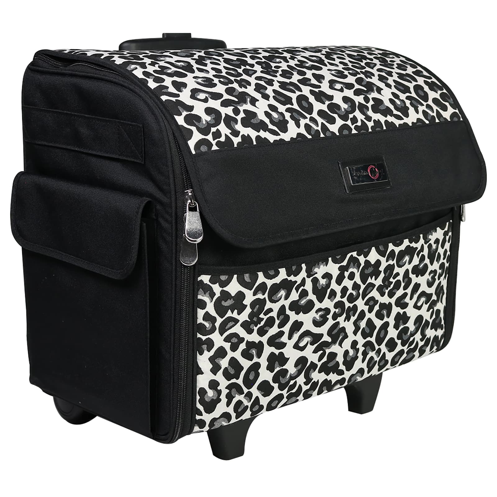 Everything Mary Collapsible Cheetah Print Rolling Sewing Machine Tote, 16.9 x 6.1 x 16.43