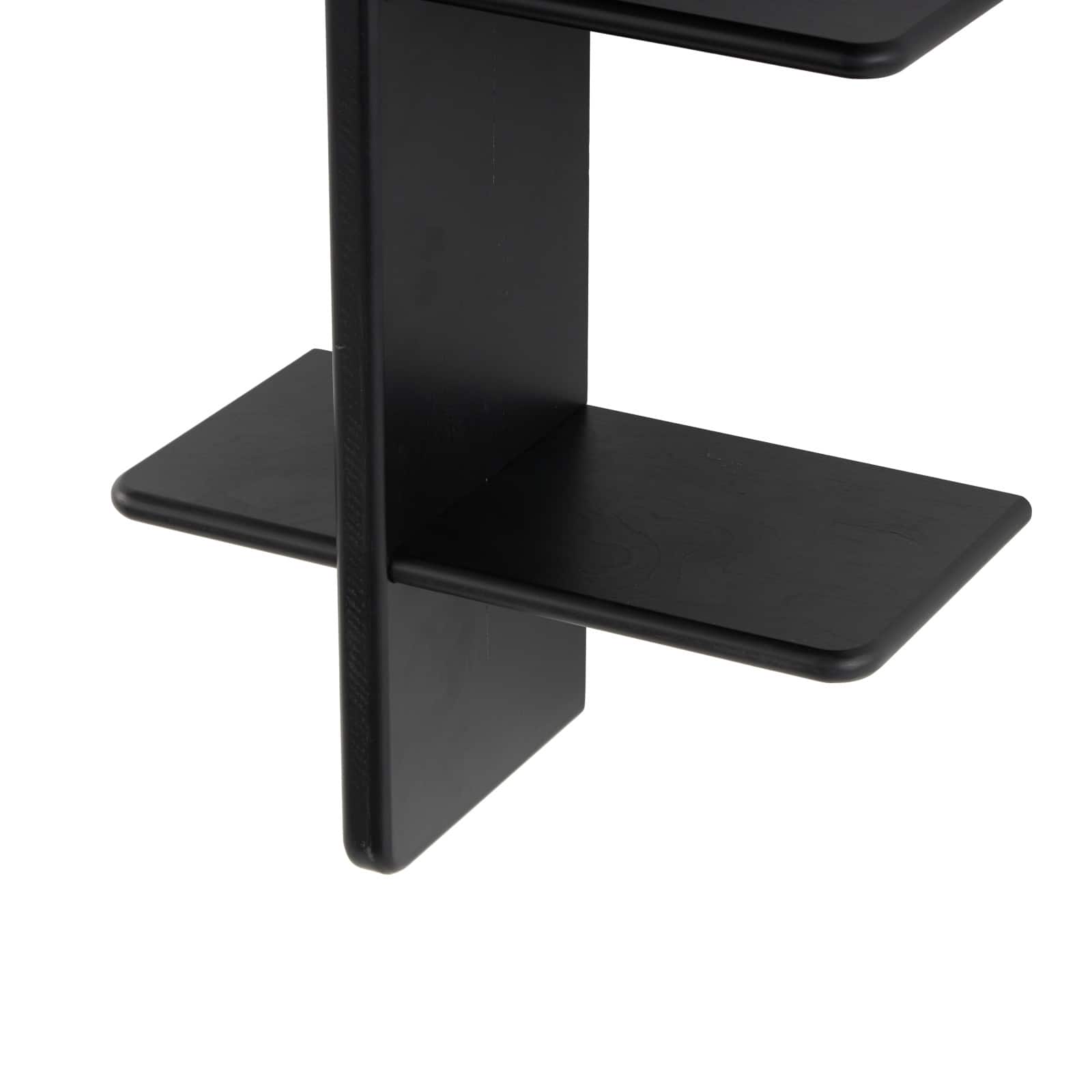 15" x 44" Shelf Black Wood Handmade Wall Hanging Shelf