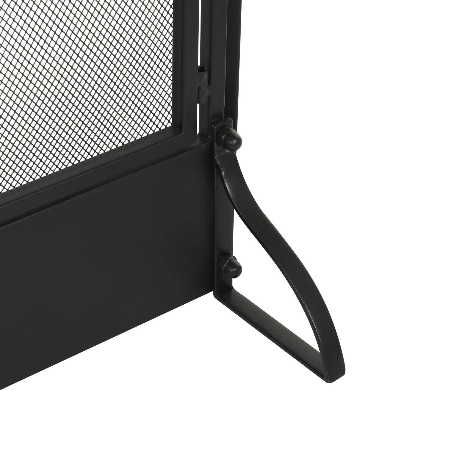 29" Tall Black Metal 3 Panel 2 Door Fireplace Screen with Mesh Backing