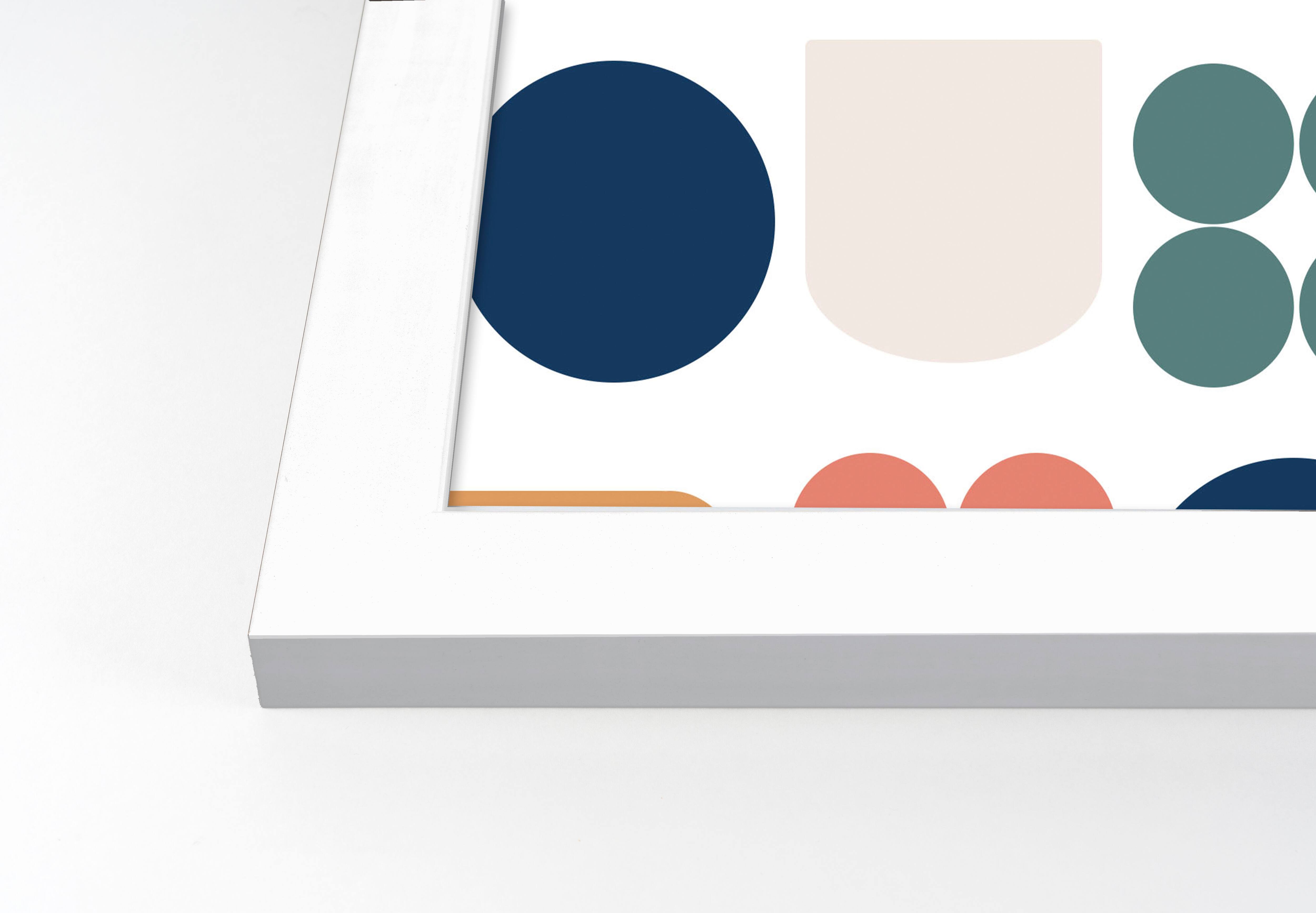 16&#x22; Retro Shapes White Framed Print Under Plexiglass