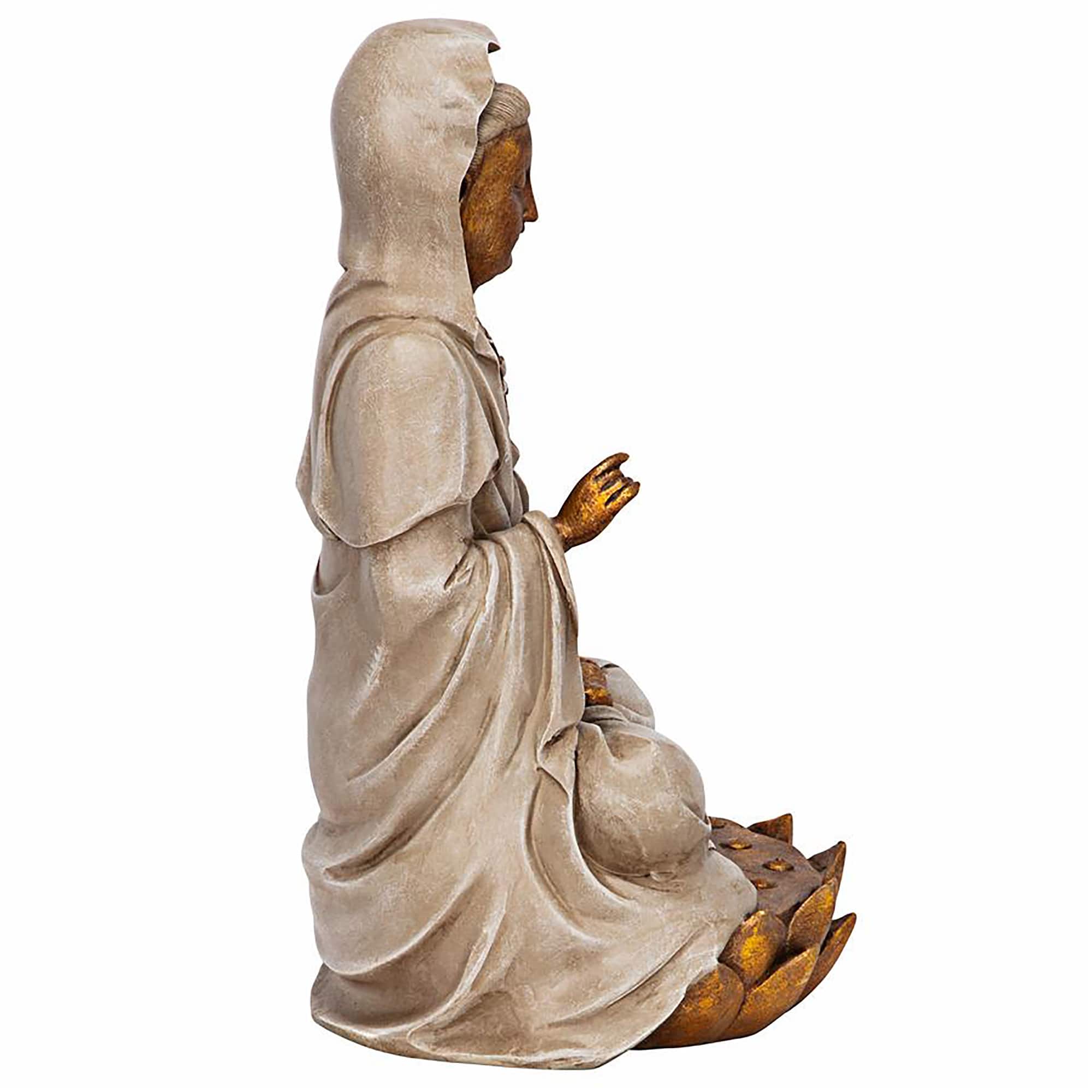 Design Toscano 12" Goddess Guan Yin Seated on a Lotus Statue