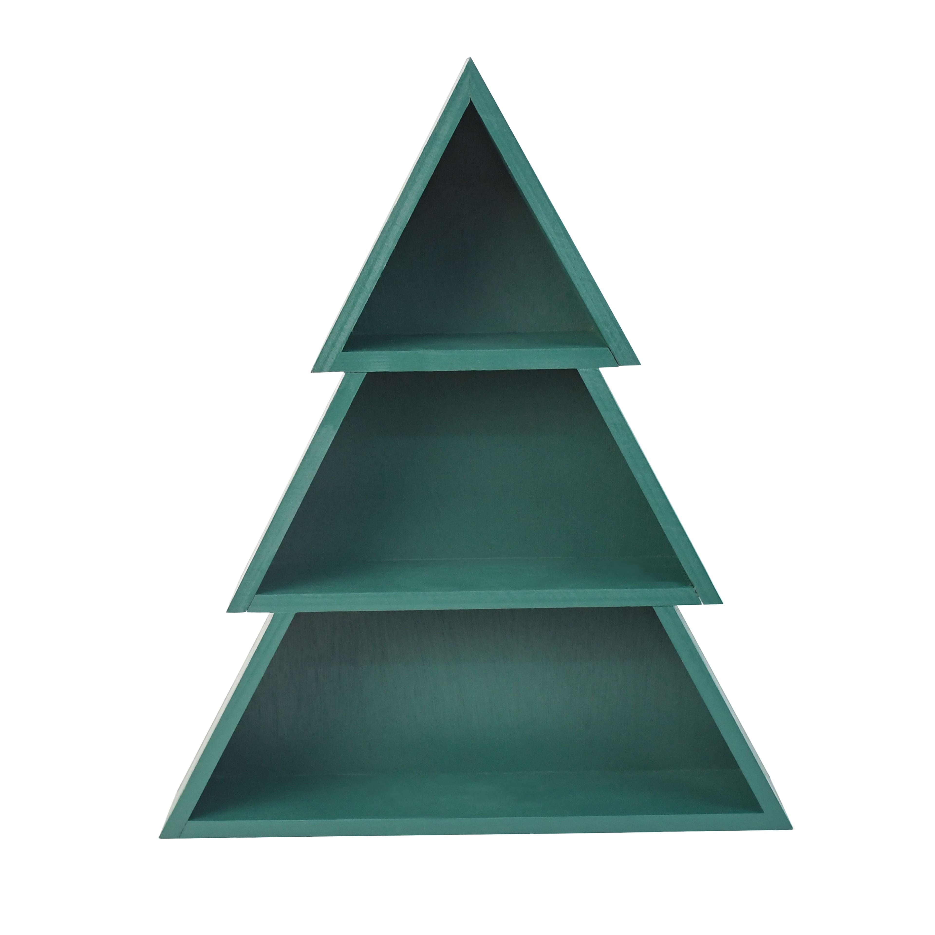 17&#x22; Green Wood Christmas Tree Tabletop Cubby by Ashland&#xAE;