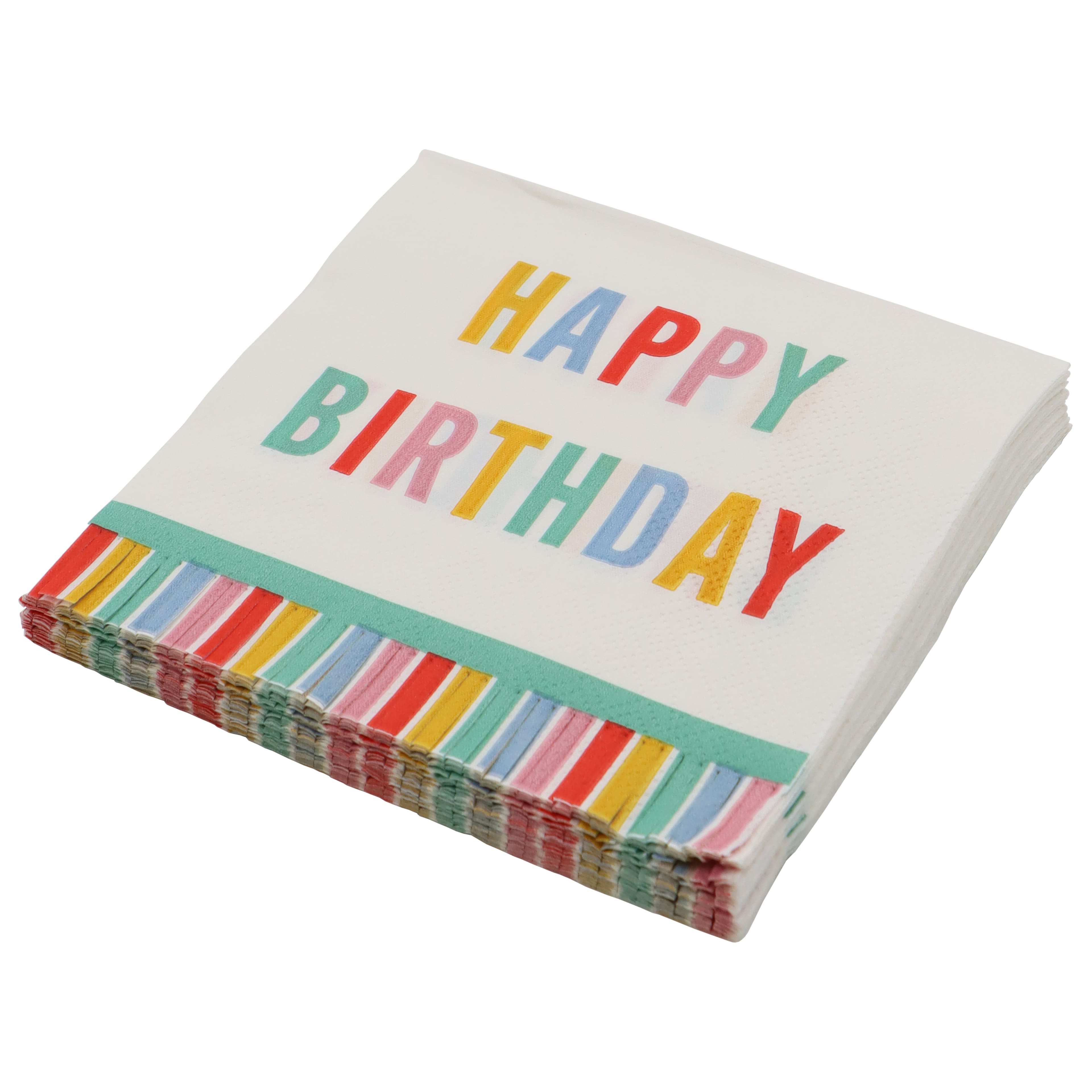 Happy Birthday Stripes Beverage Napkins, 20ct. by Celebrate It&#x2122;