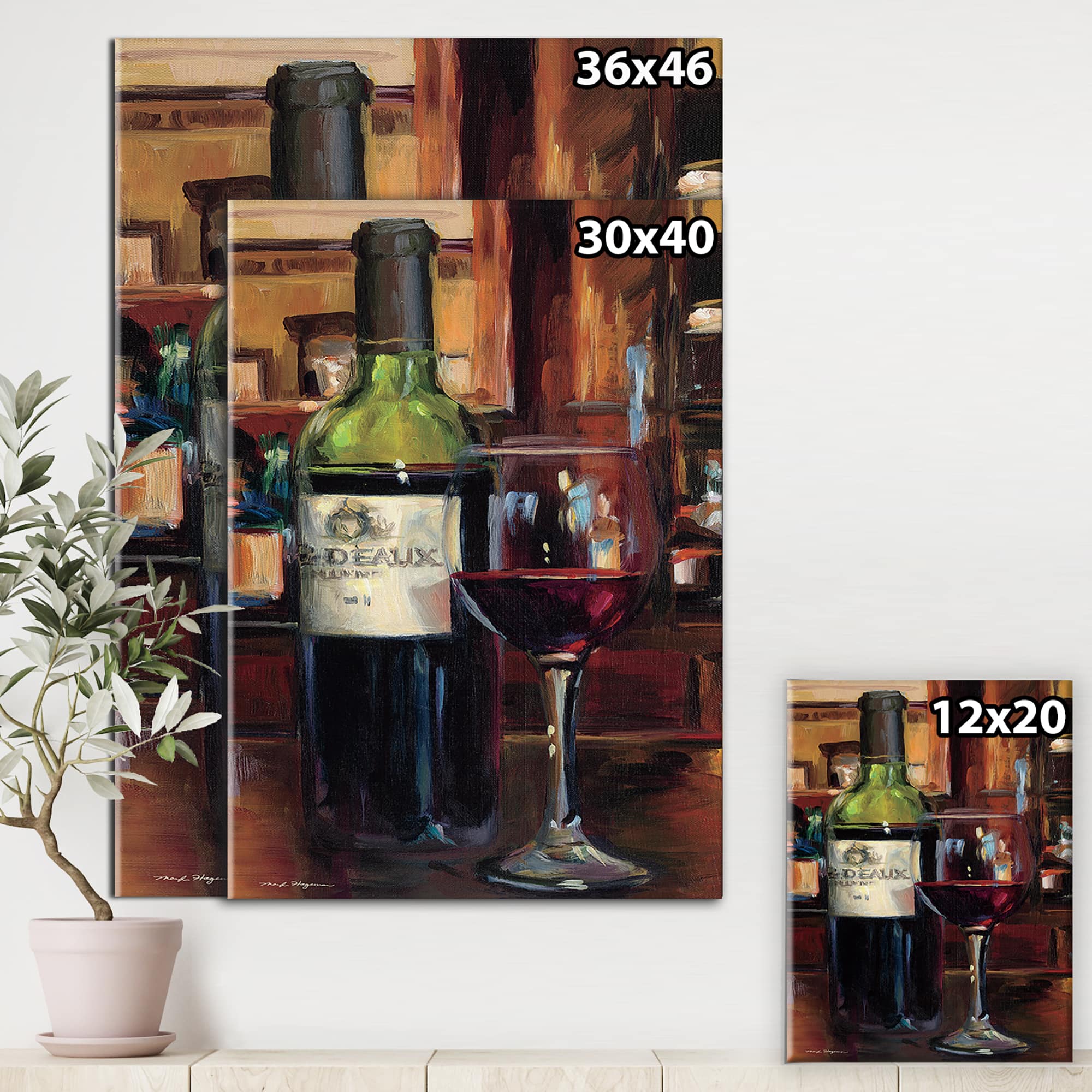 Designart - A Reflection of Wine Bottle I - Food and Beverage Premium Canvas Wall Art