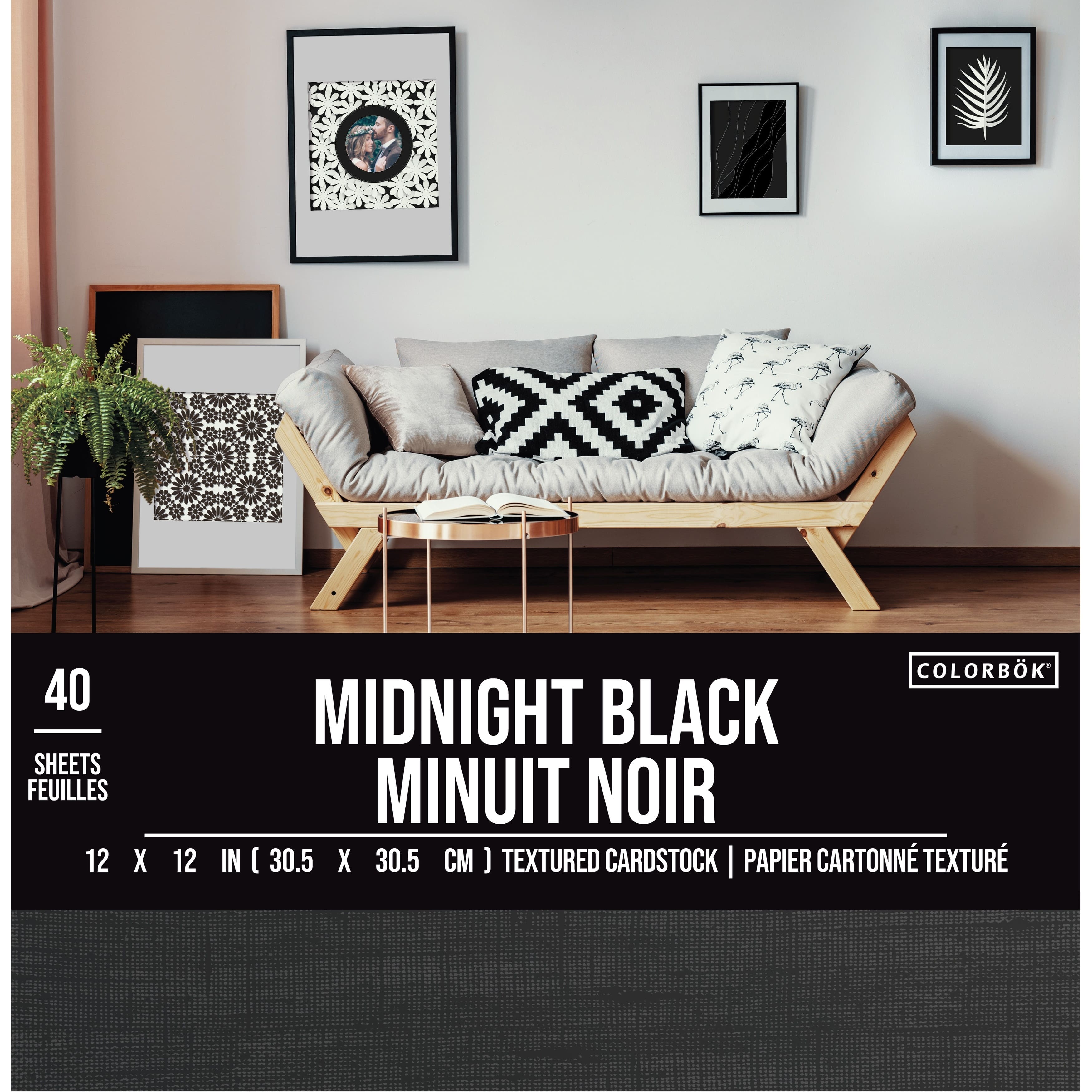 Colorbok&#xAE; Midnight Black Textured Cardstock Pad, 12&#x22; x 12&#x22;