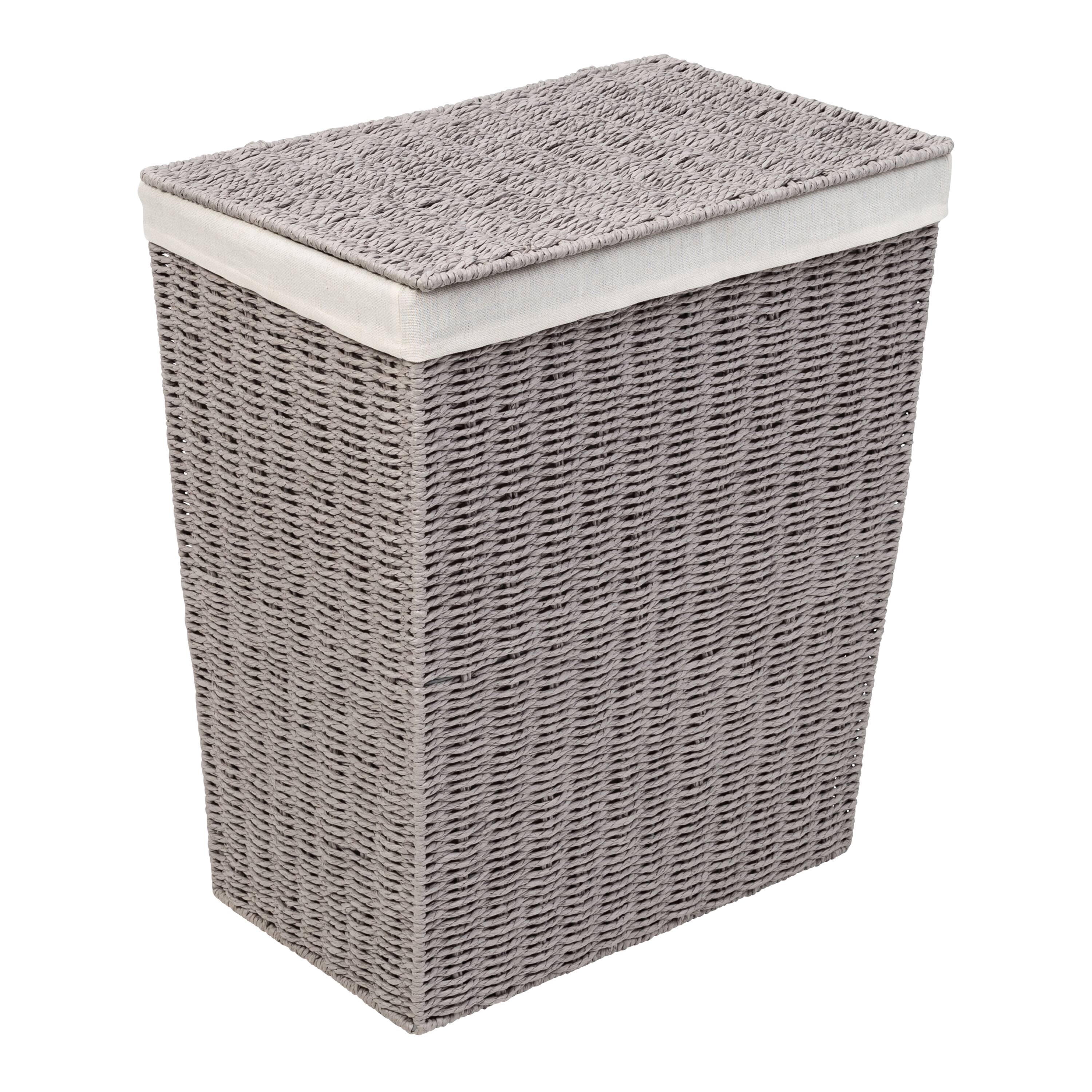 Honey Can Do Gray 7 Piece Twisted Paper Rope Woven Bathroom Storage Basket Set