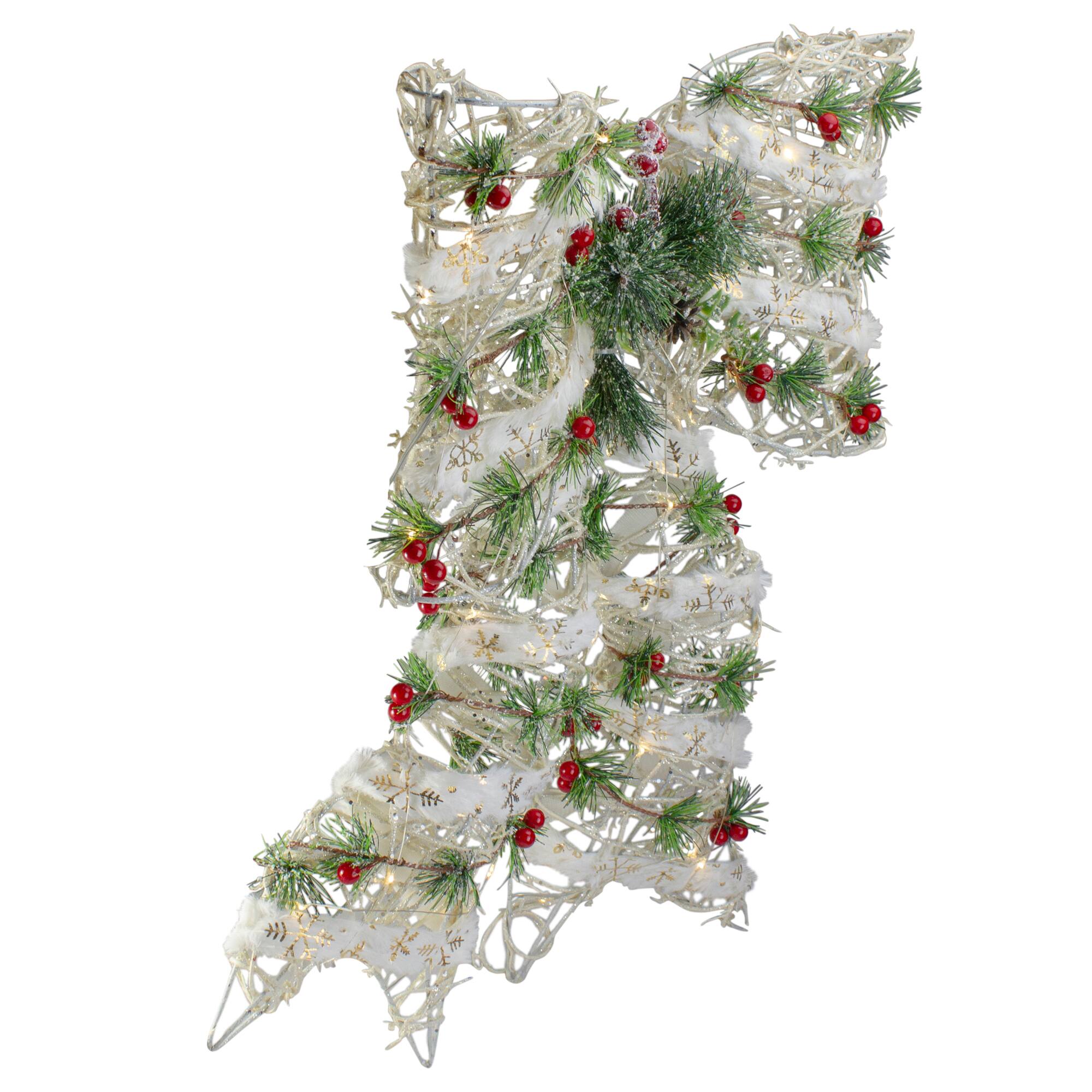 20&#x22; White Rattan Berry &#x26; Pinecone Christmas Bow