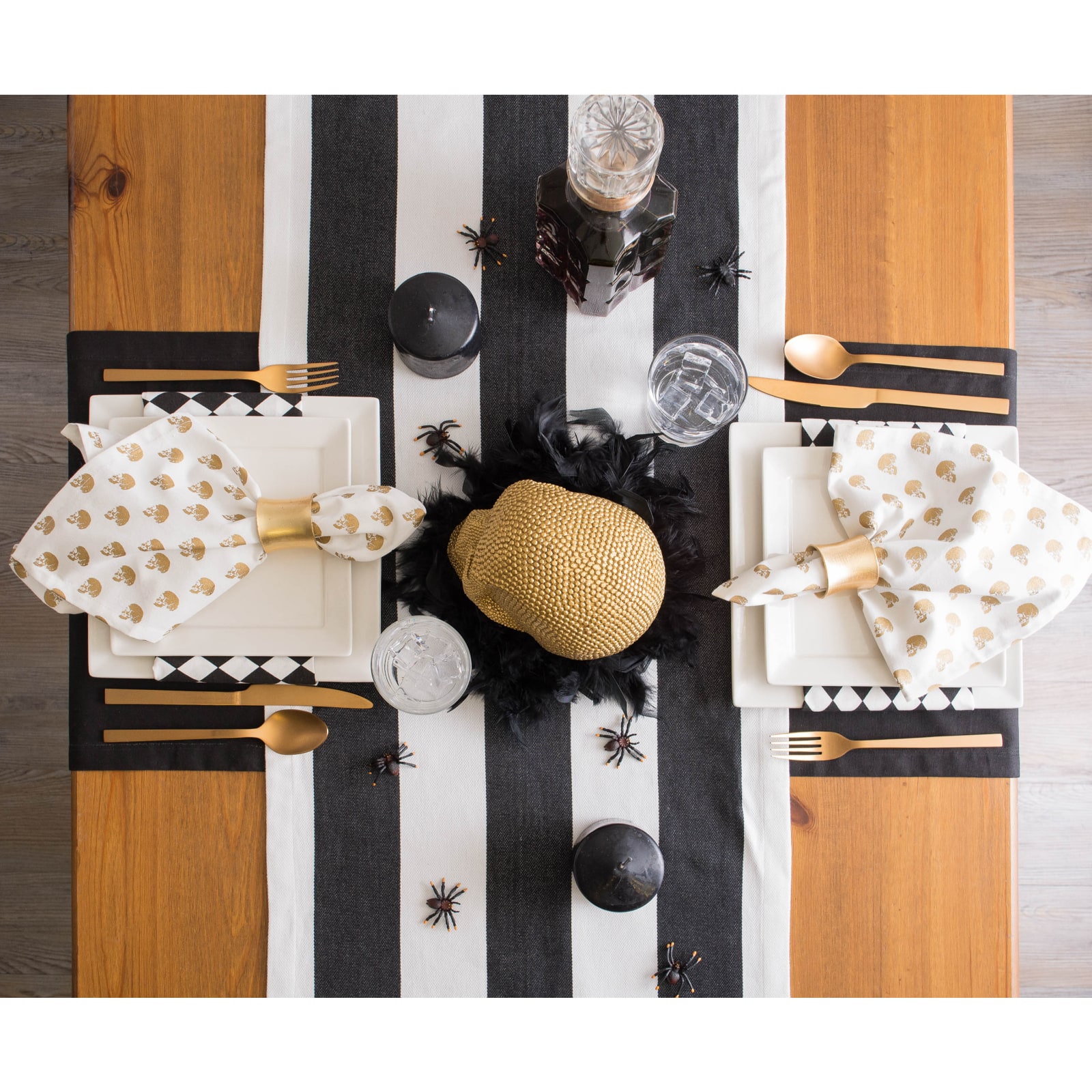 Black/White Dobby Stripe Table Runner 18&#x22; x 108&#x22;