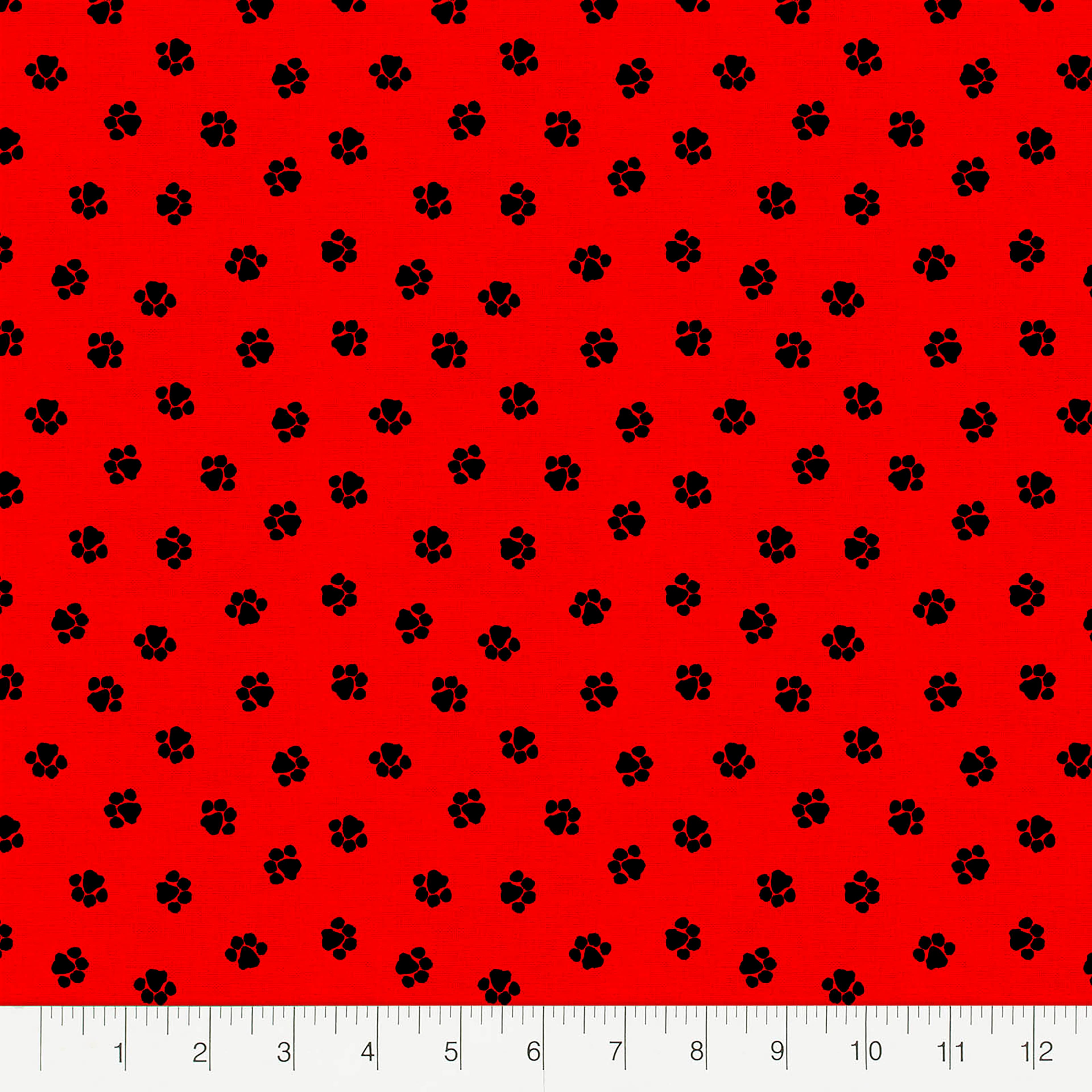 Fabric Editions Red Paw Print Cotton Fabric