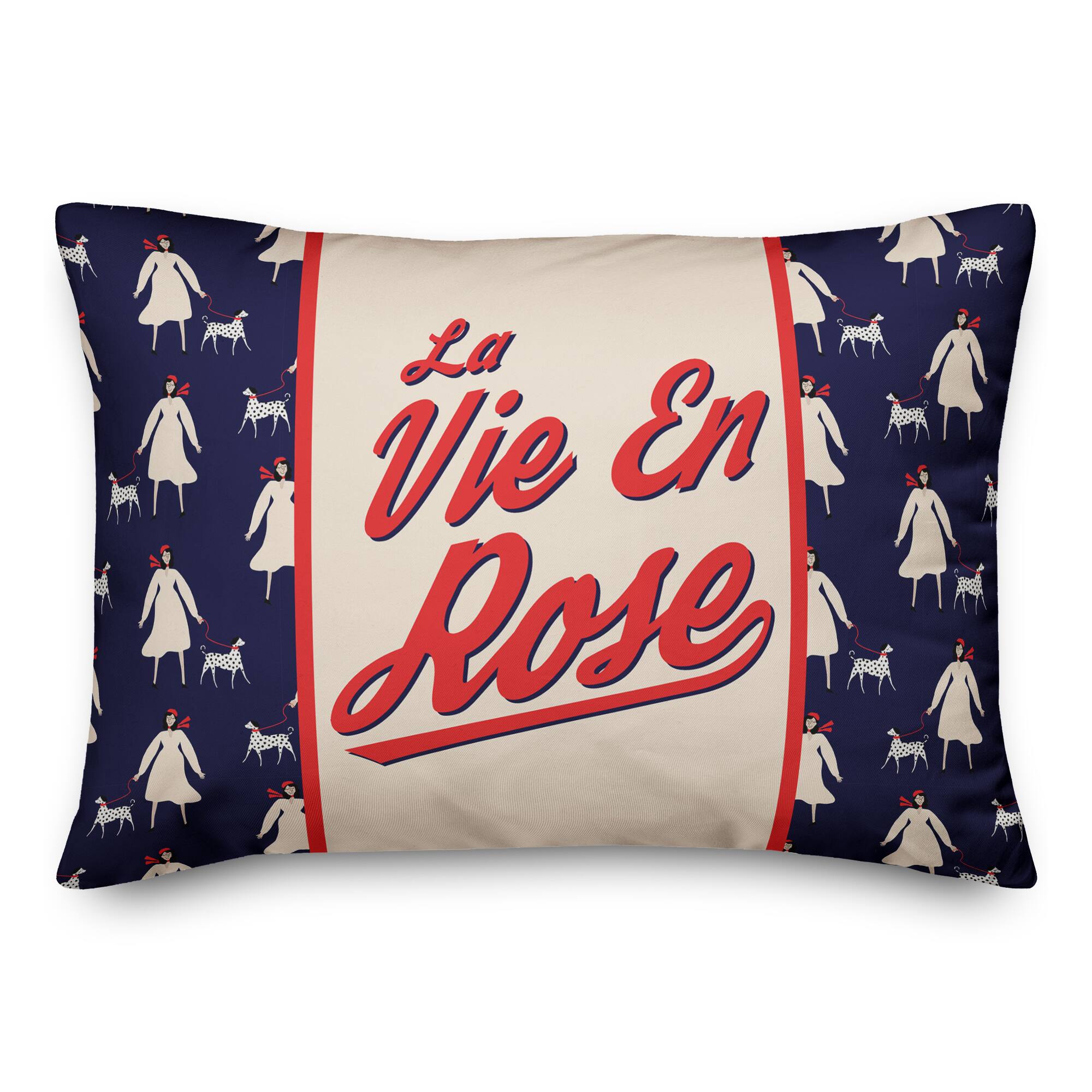 La Vie en Rose Rectangle Throw Pillow