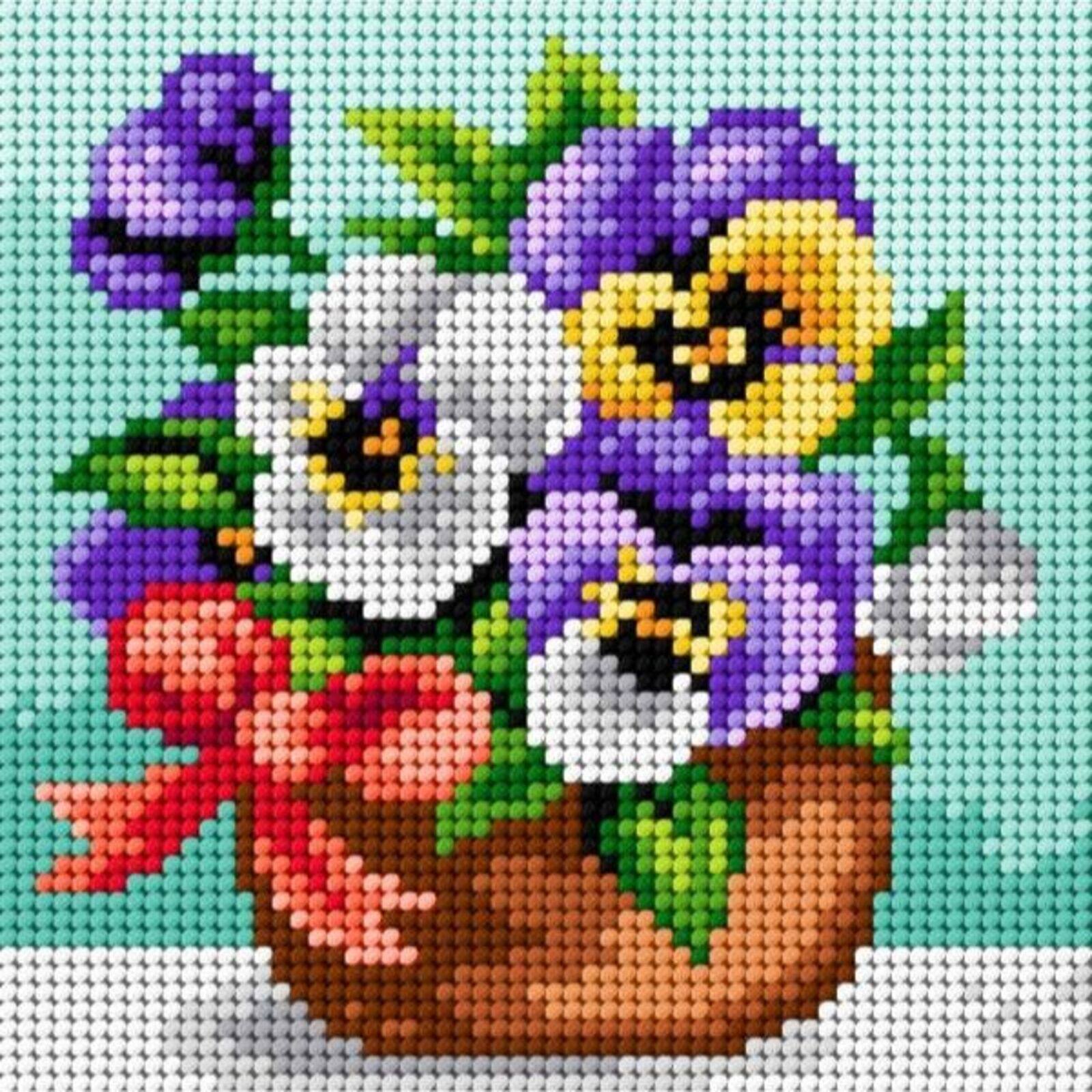 Orchidea Needlepoint Canvas For Halfstitch Without Yarn Basket Of