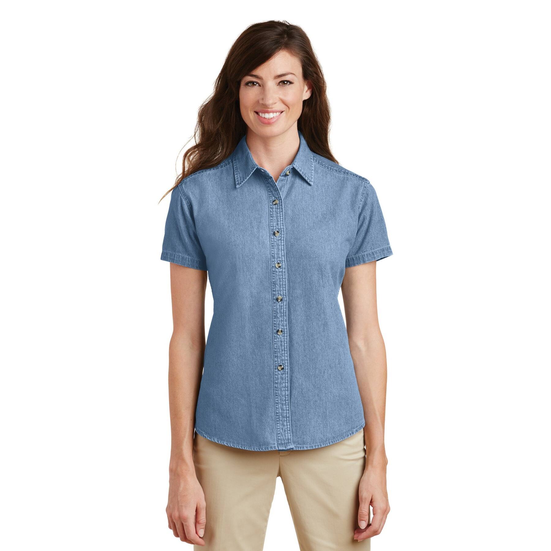 Port &#x26; Company&#xAE; Ladies Short Sleeve Value Denim Shirt
