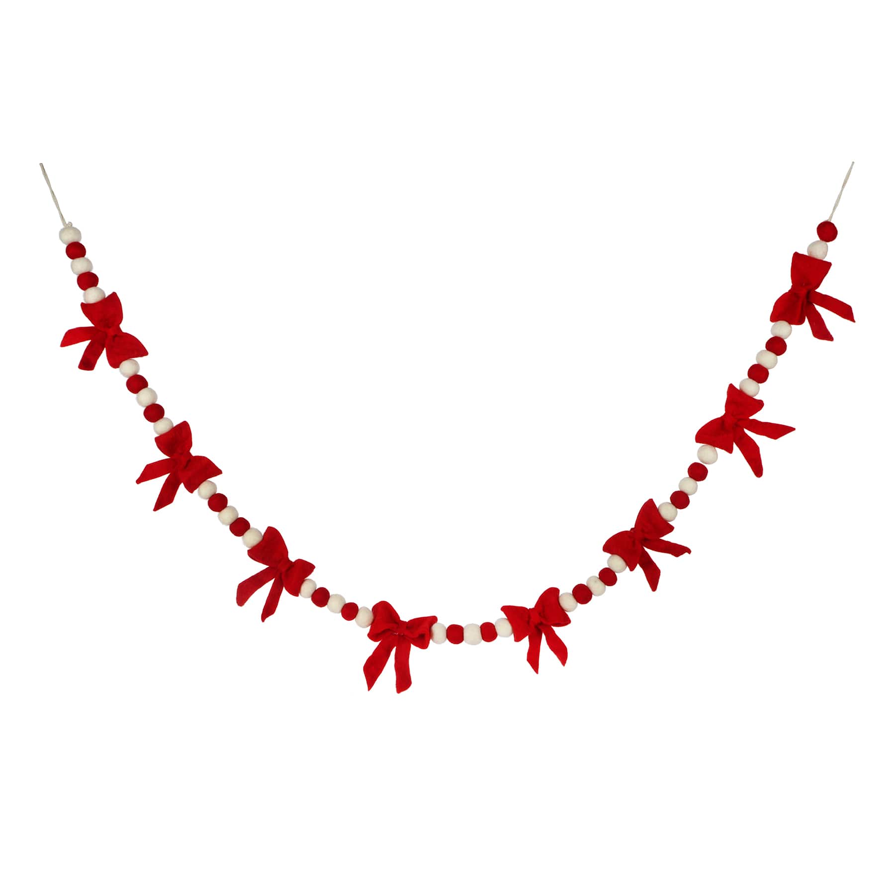 6ft. Red &#x26; White Pom Pom &#x26; Bow Garland by Ashland&#xAE;