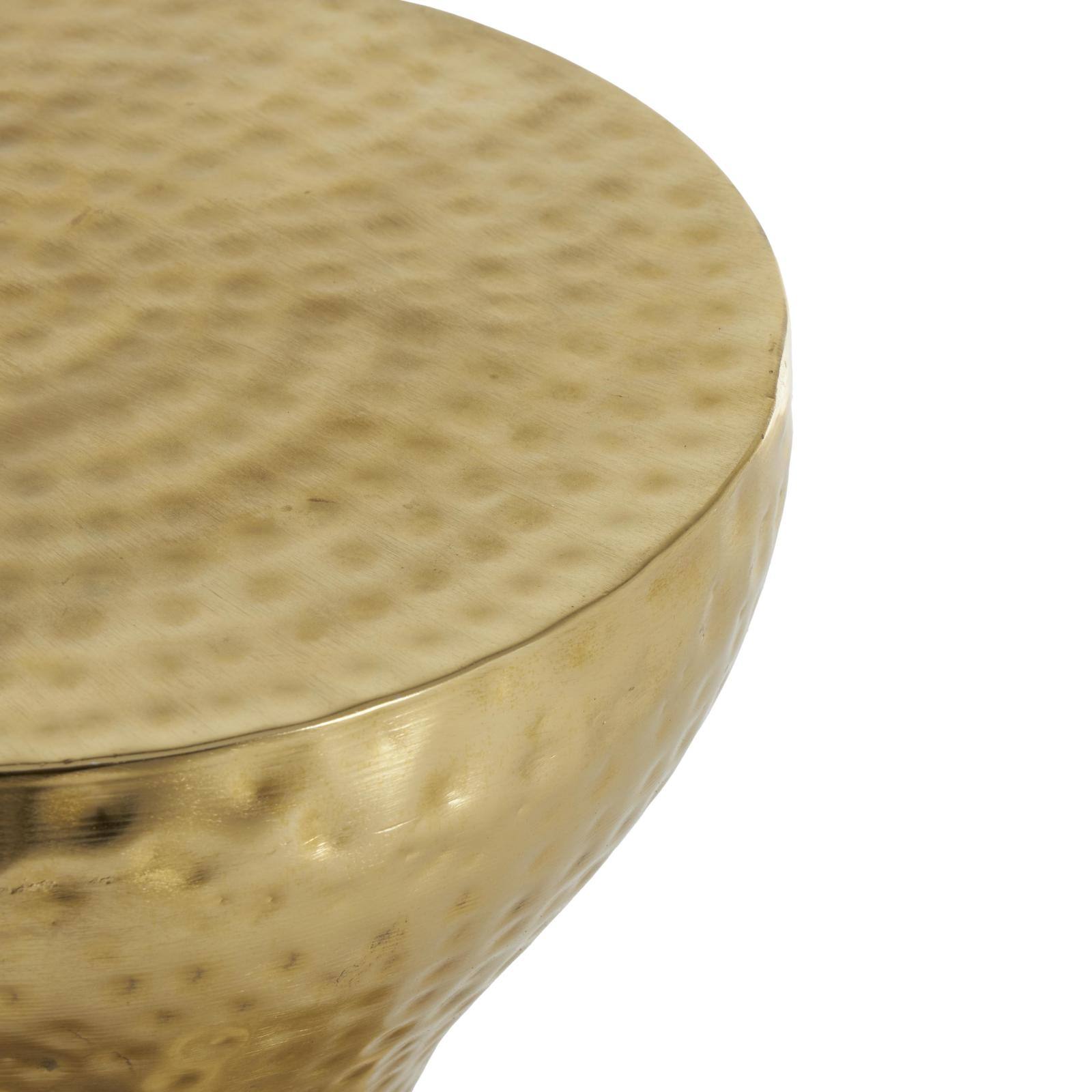 18.5&#x22; Gold Metal Hammered Accent Table with Hourglass Shape