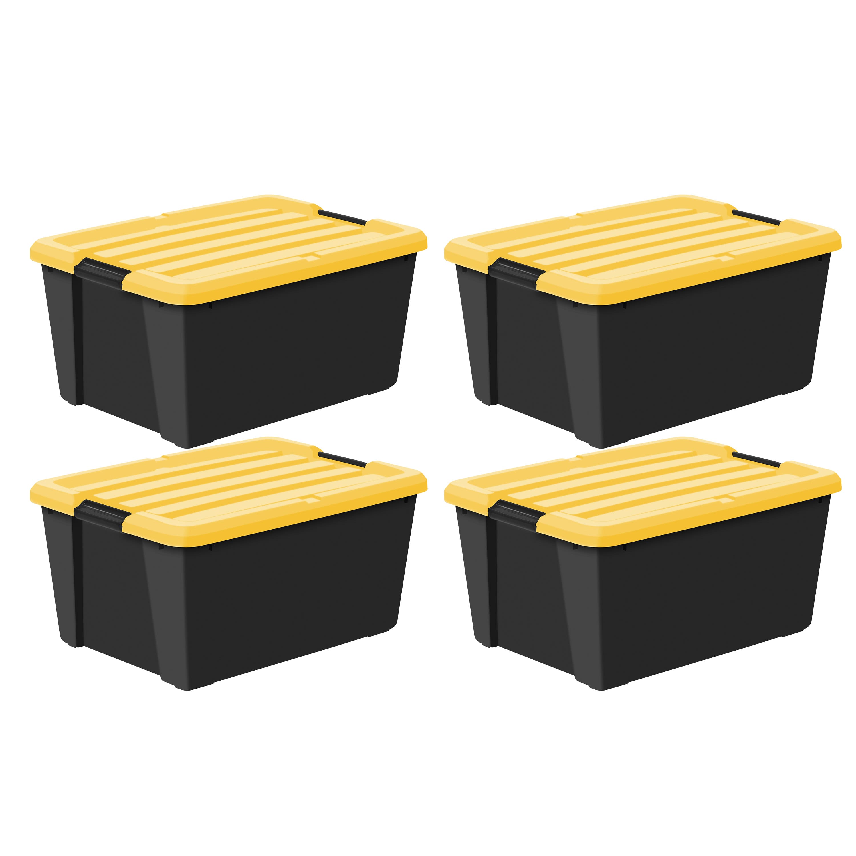 Iris® 45 Qt. Yellow, Plastic Storage Bins, 4 Ct