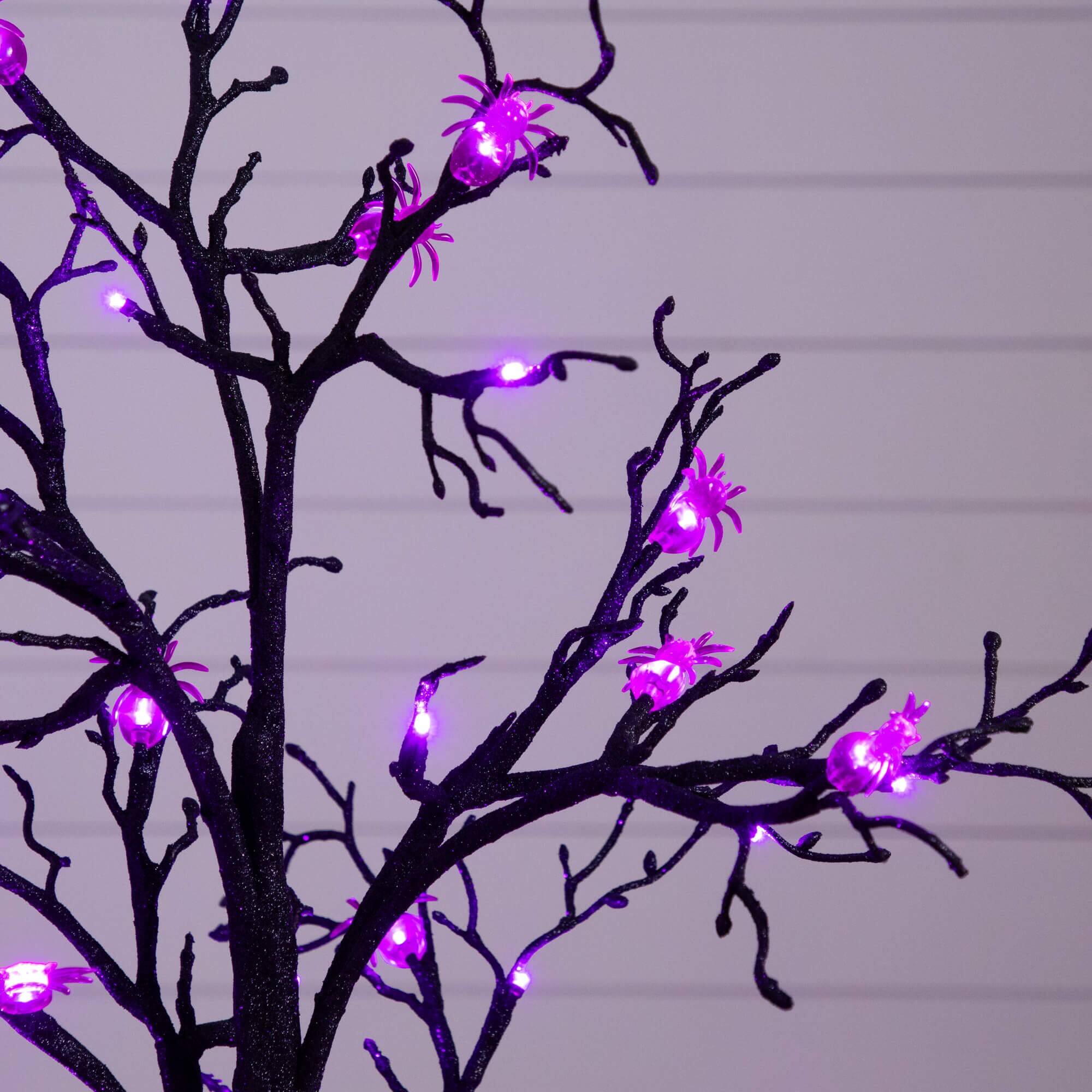 3ft. Pre-Lit Artificial Halloween Spider Twig Tree with 36 Purple LED Lights