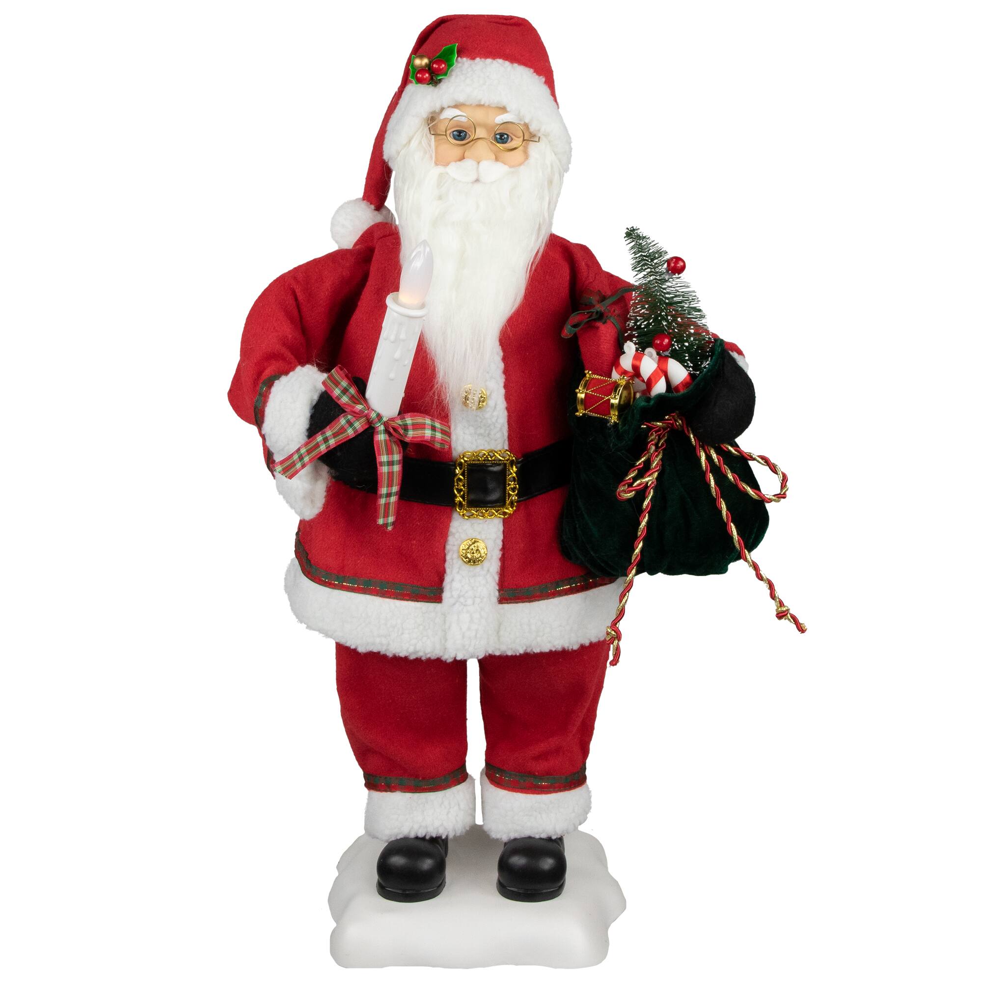 24" Animated Santa Claus with Lighted Candle Musical Christmas Figure