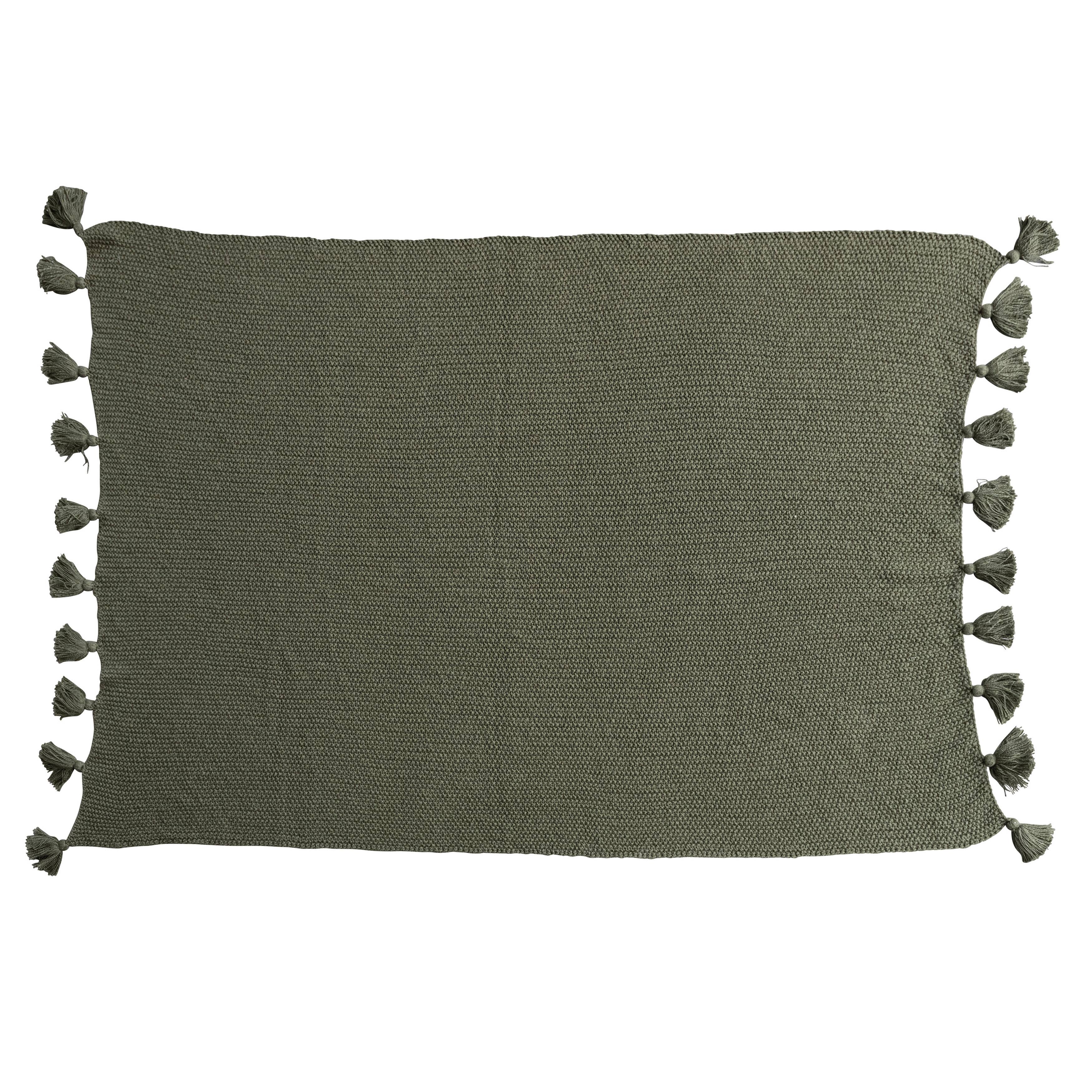 Hello Honey® Olive Green Knit Throw Blanket with Tassels