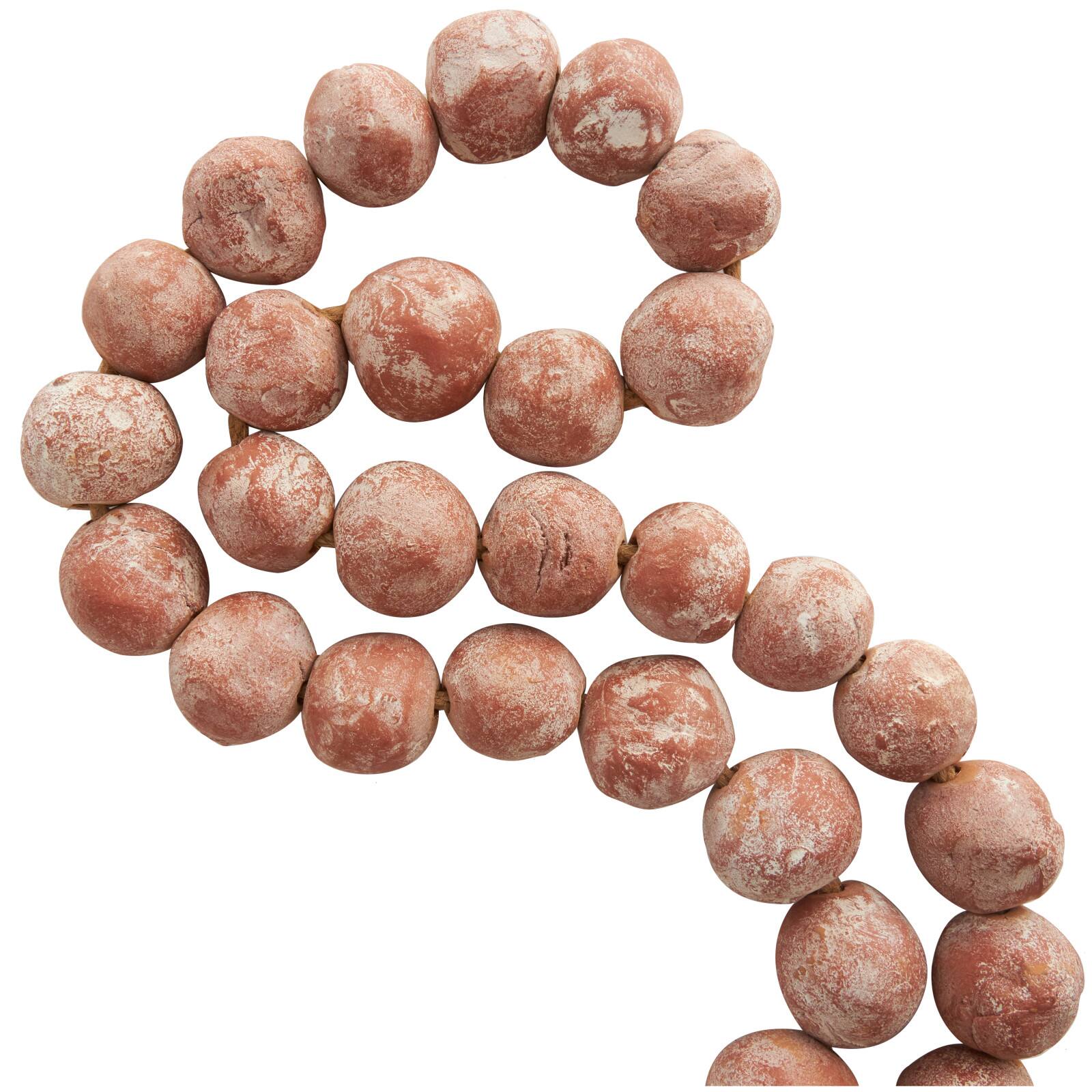 5ft. Paper Mache Round Distressed Beaded Garland with Tassel