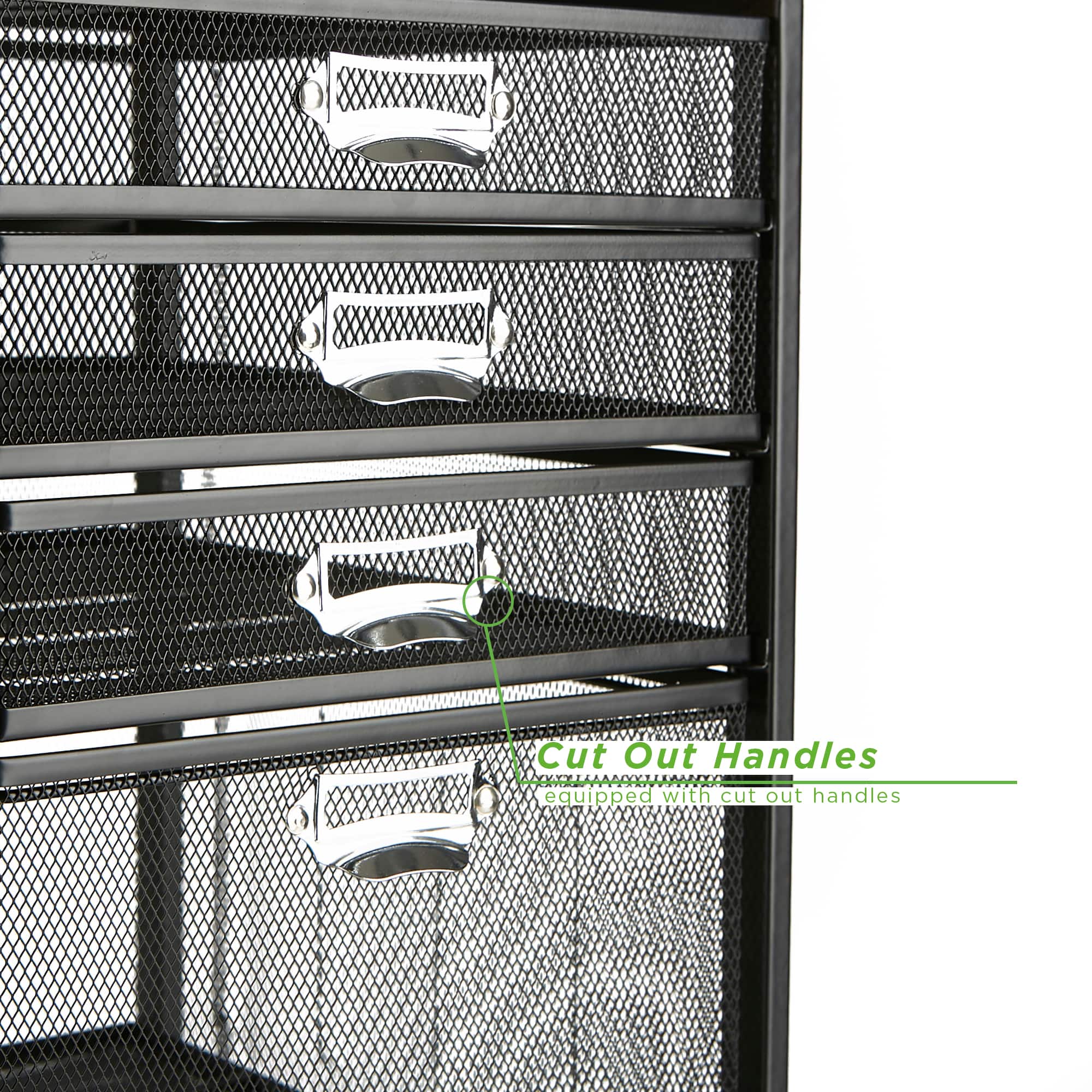 Mind Reader Black 5-Drawer Rolling File Cabinet