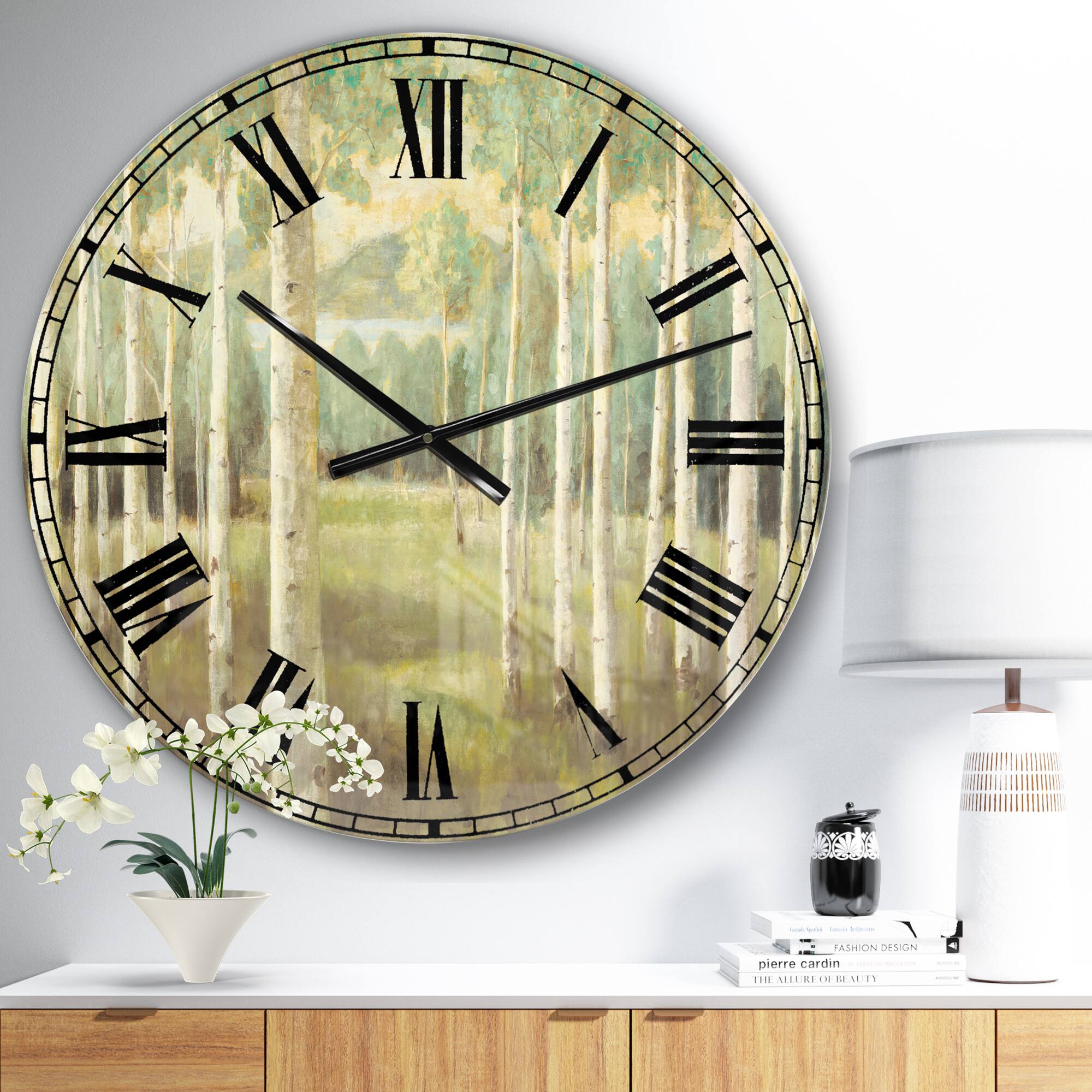 Designart Aspens Neutral Forest Wall Clock