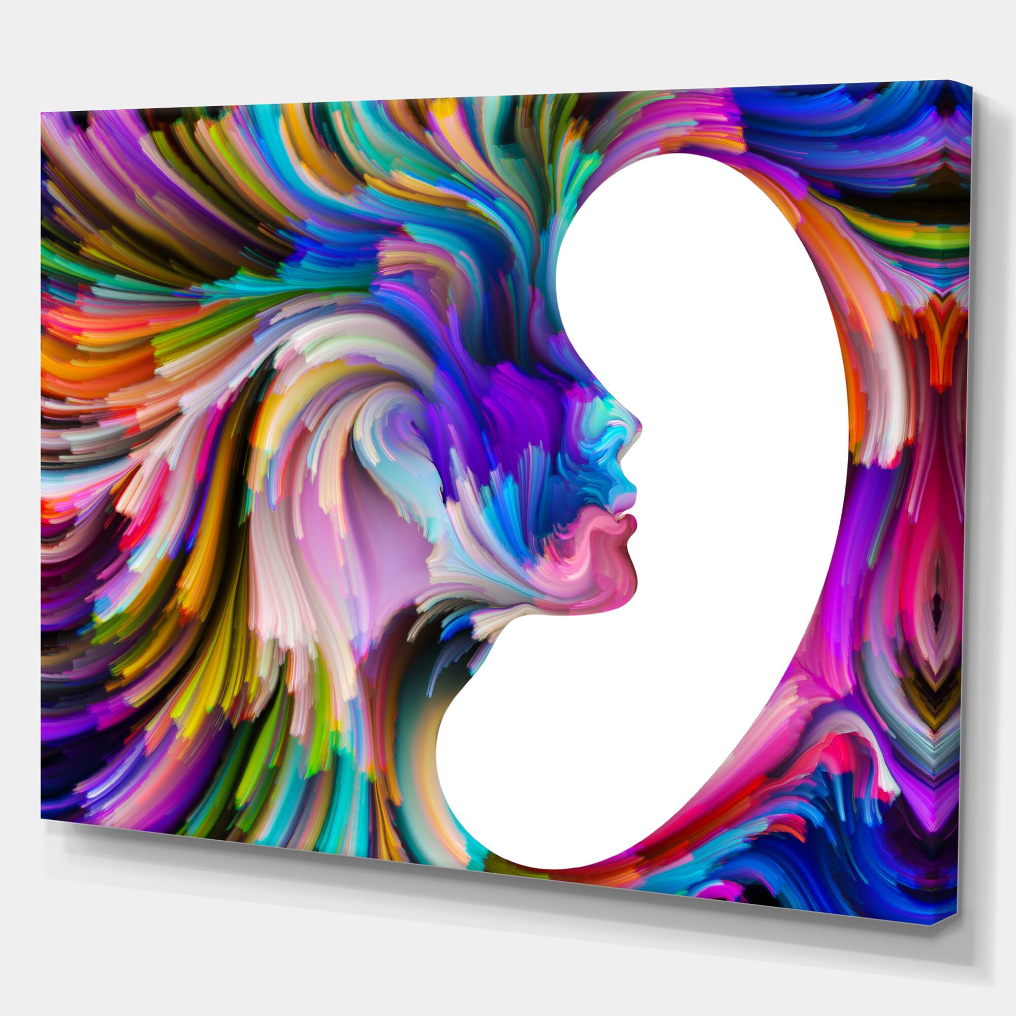 Designart - Colorful Faces - Abstract People Print on Wrapped Canvas