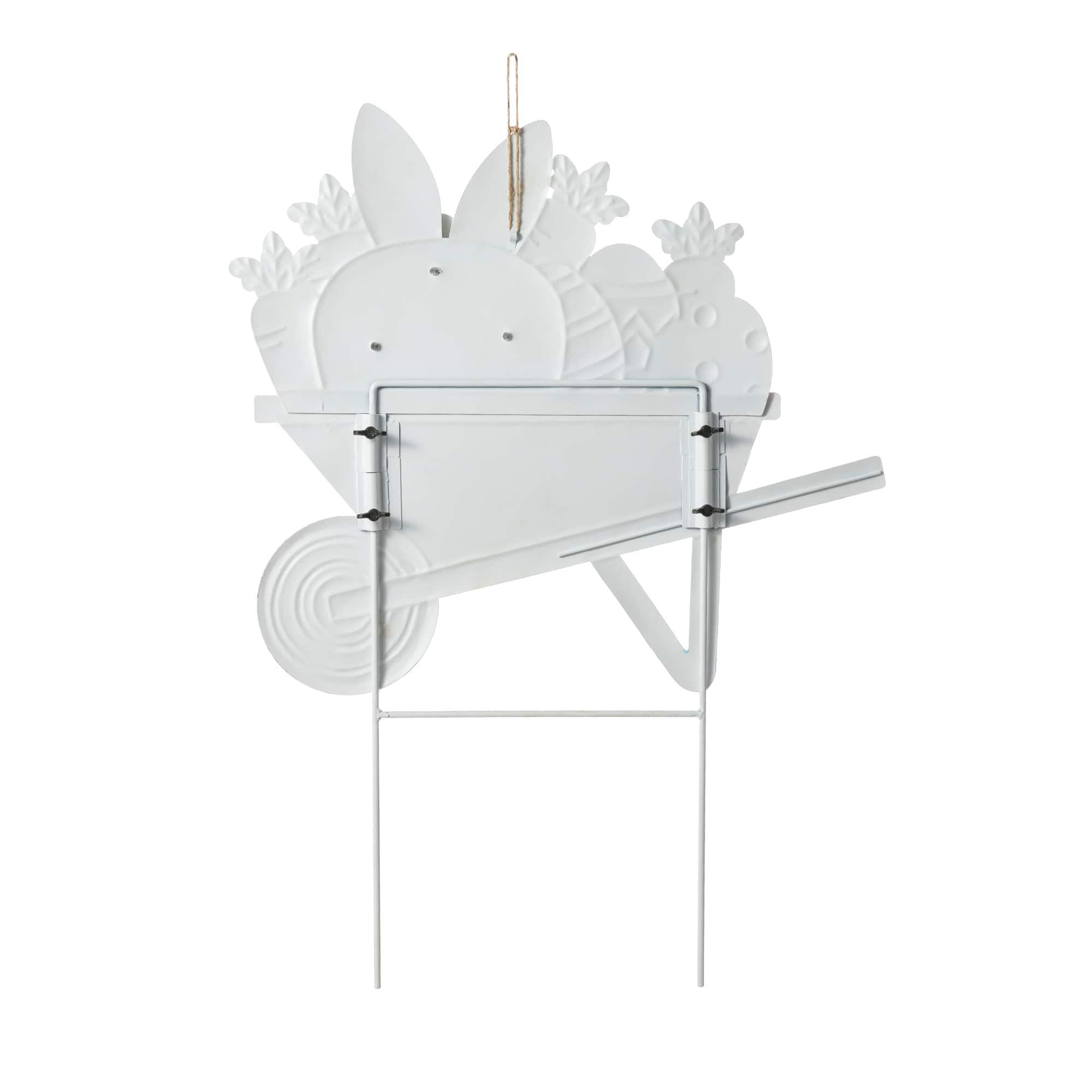 Glitzhome® 24" Metal Easter Wheel Barrow Yard Stake