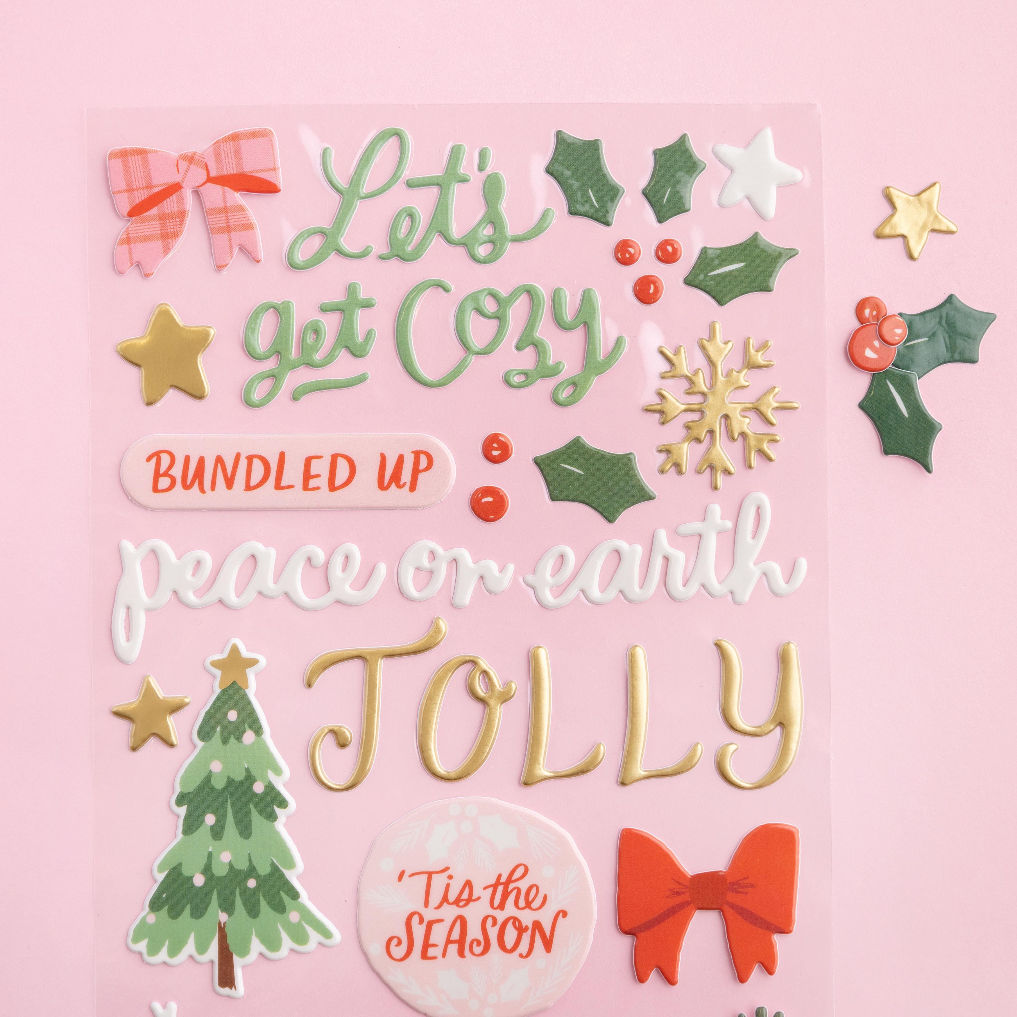 Mittens &#x26; Mistletoe Thickers&#x2122; All is Bright Phrase Stickers