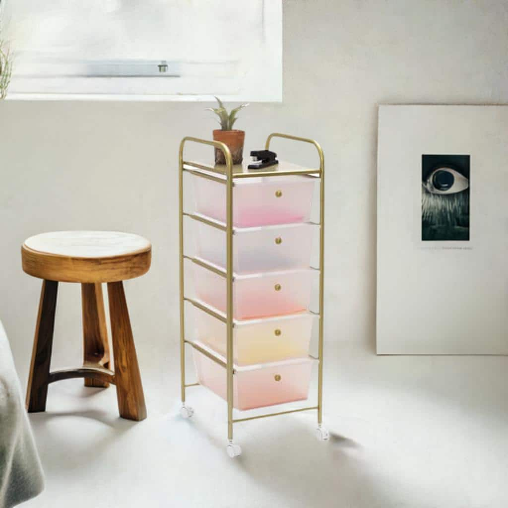 Honey Can Do Gold 5-Drawer Rolling Storage Cart