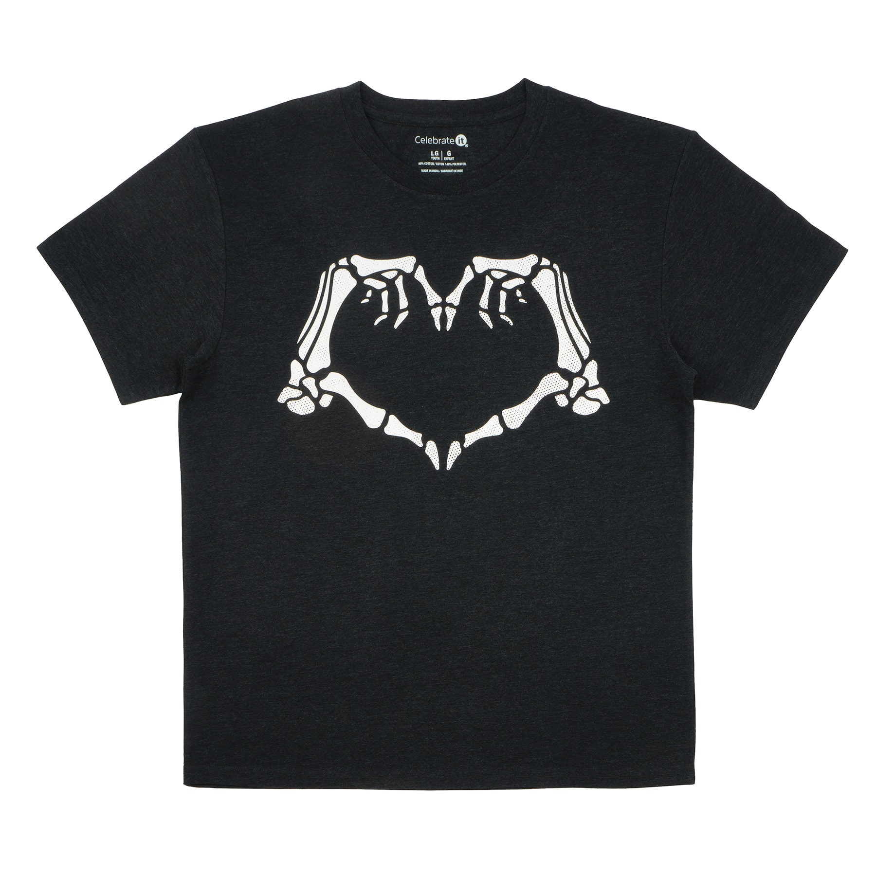 Charcoal Skeletal Heart Hands Youth Crew Neck T-Shirt by Celebrate It&#x2122;