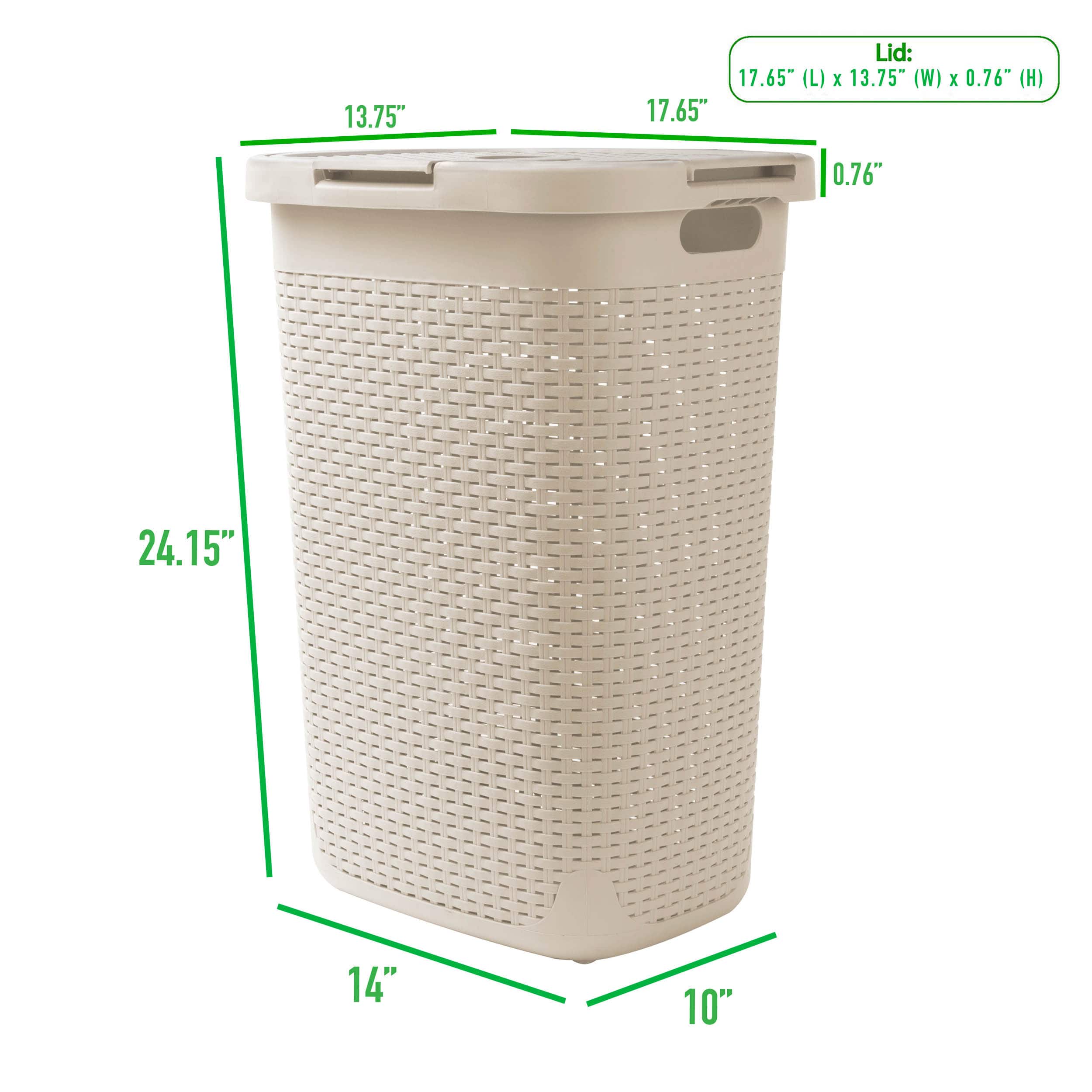 Mind Reader 60L Hamper Laundry Basket with Cutout Handles