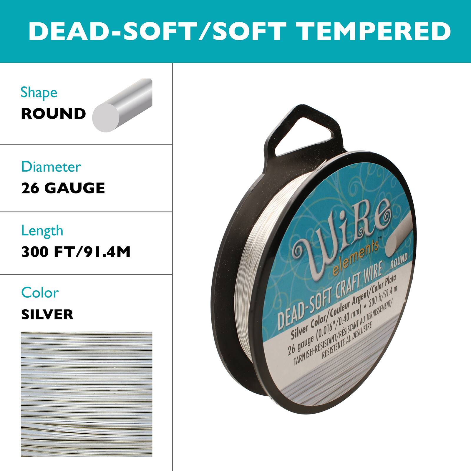 The Beadsmith® Wire Elements™ 22 Gauge Tarnish Resistant Soft Temper Wire,  15yd.