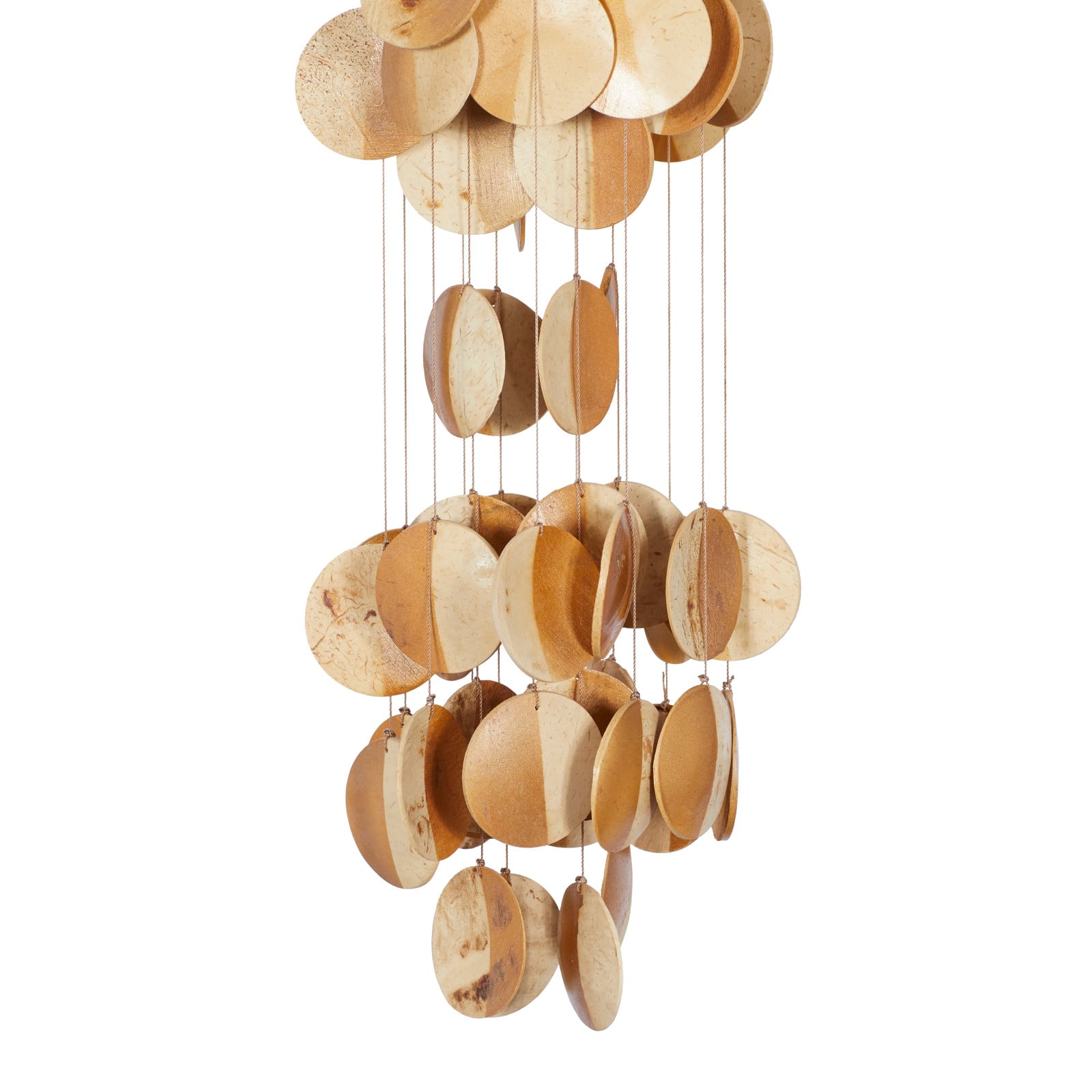 Gold Coconut shells Coastal Windchime, 5&#x22; x 17&#x22;