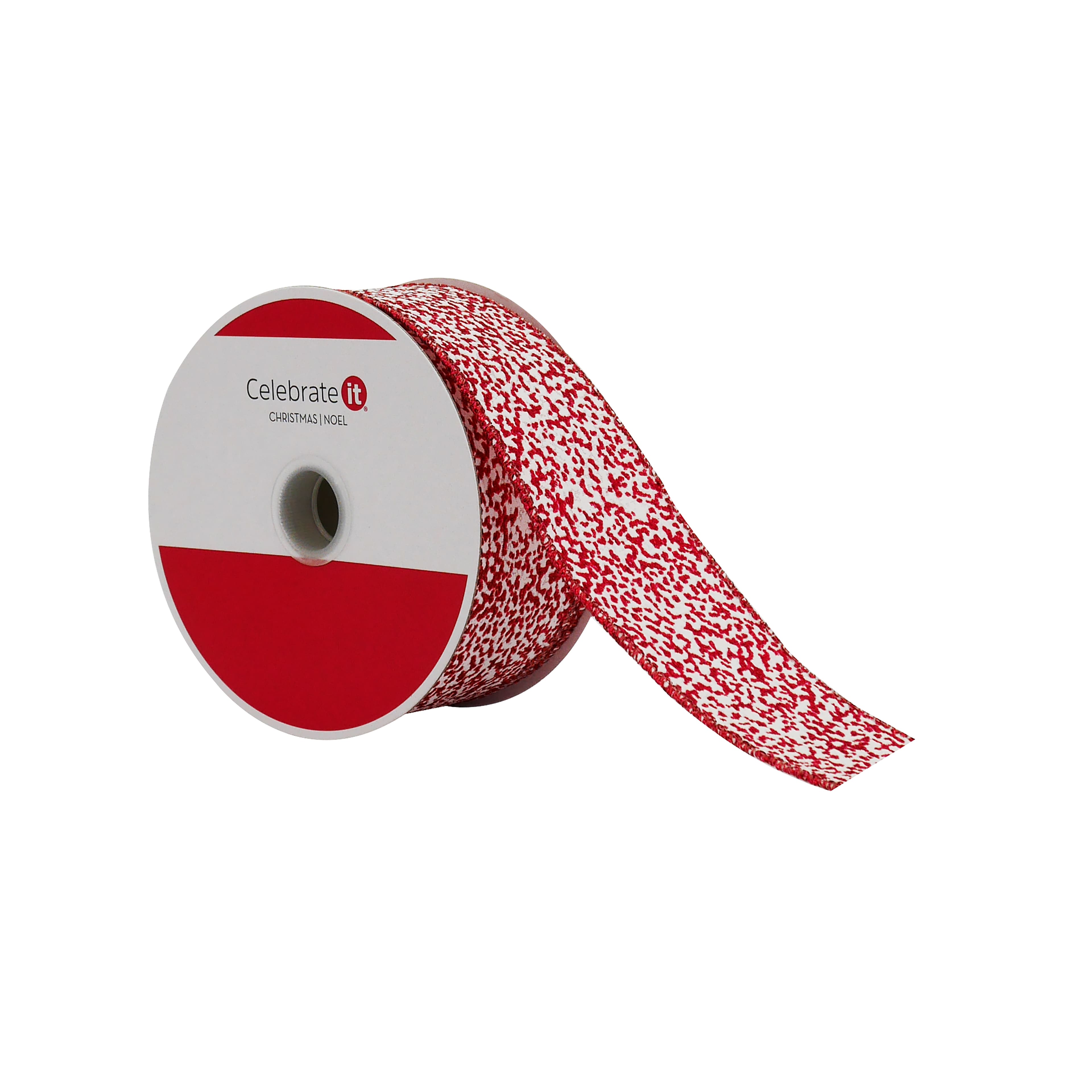 1.5&#x22; x 30ft. Red &#x26; White Sugar Wired Ribbon by Celebrate It&#xAE;
