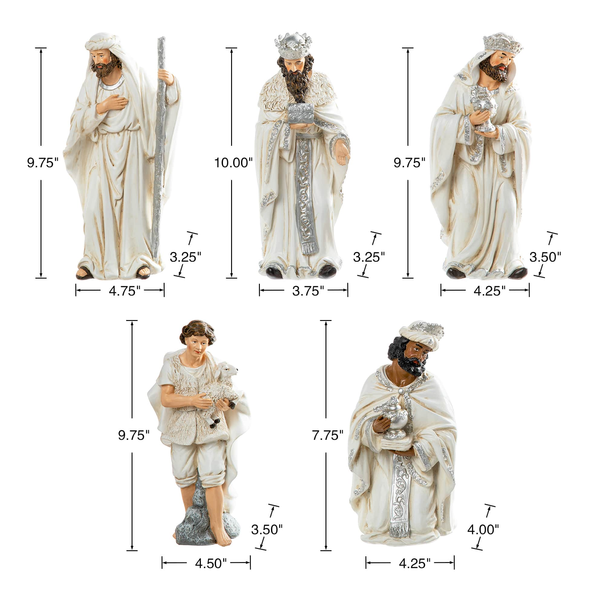 Glitzhome&#xAE; Ivory Resin Nativity Figurine Set