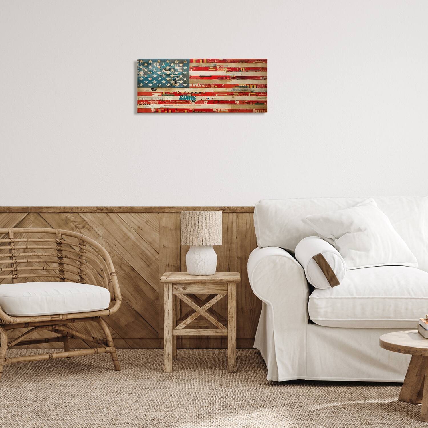 Stupell Industries Patriotic Collaged Flag Canvas Wall Art