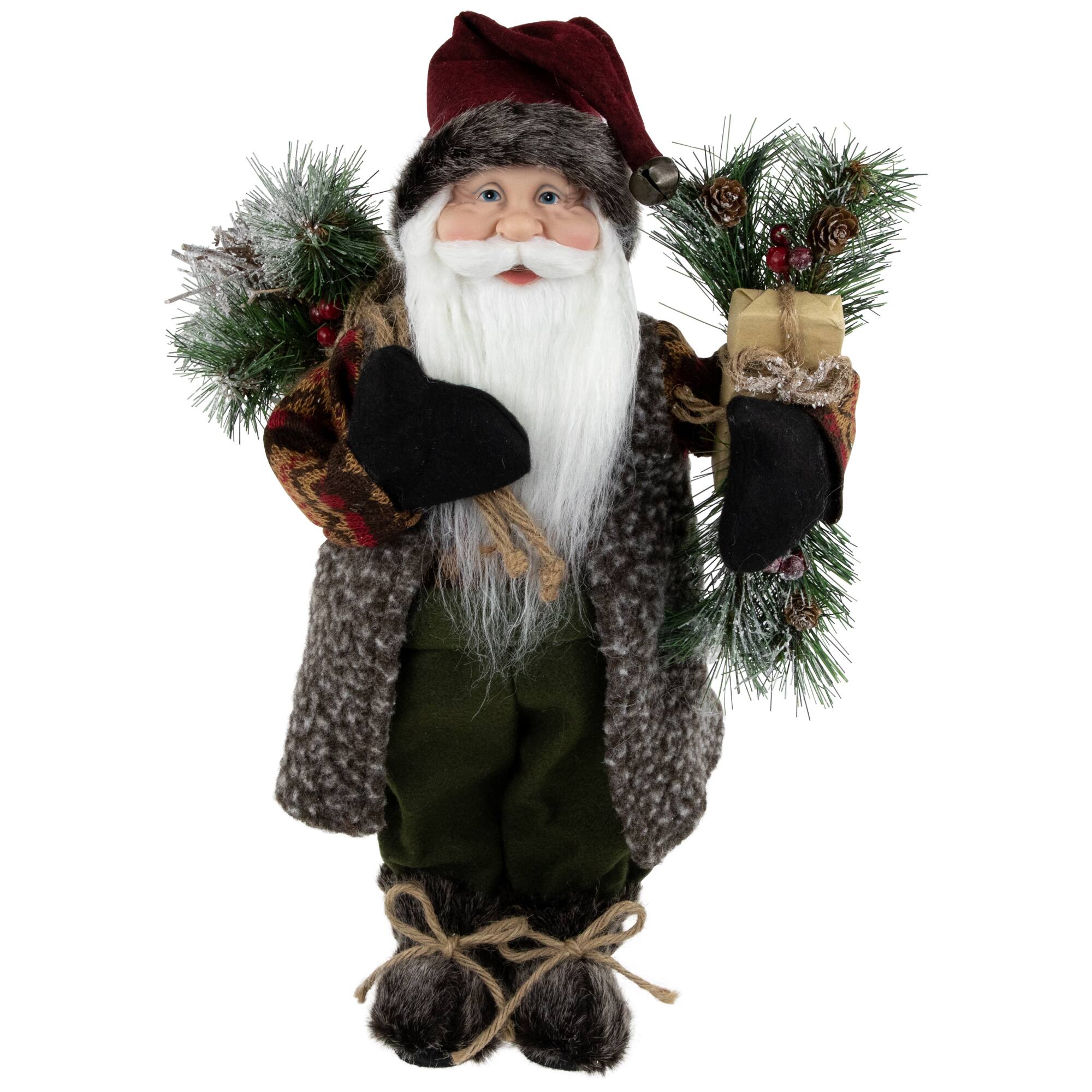 16&#x22; Country Rustic Standing Santa Claus with Present