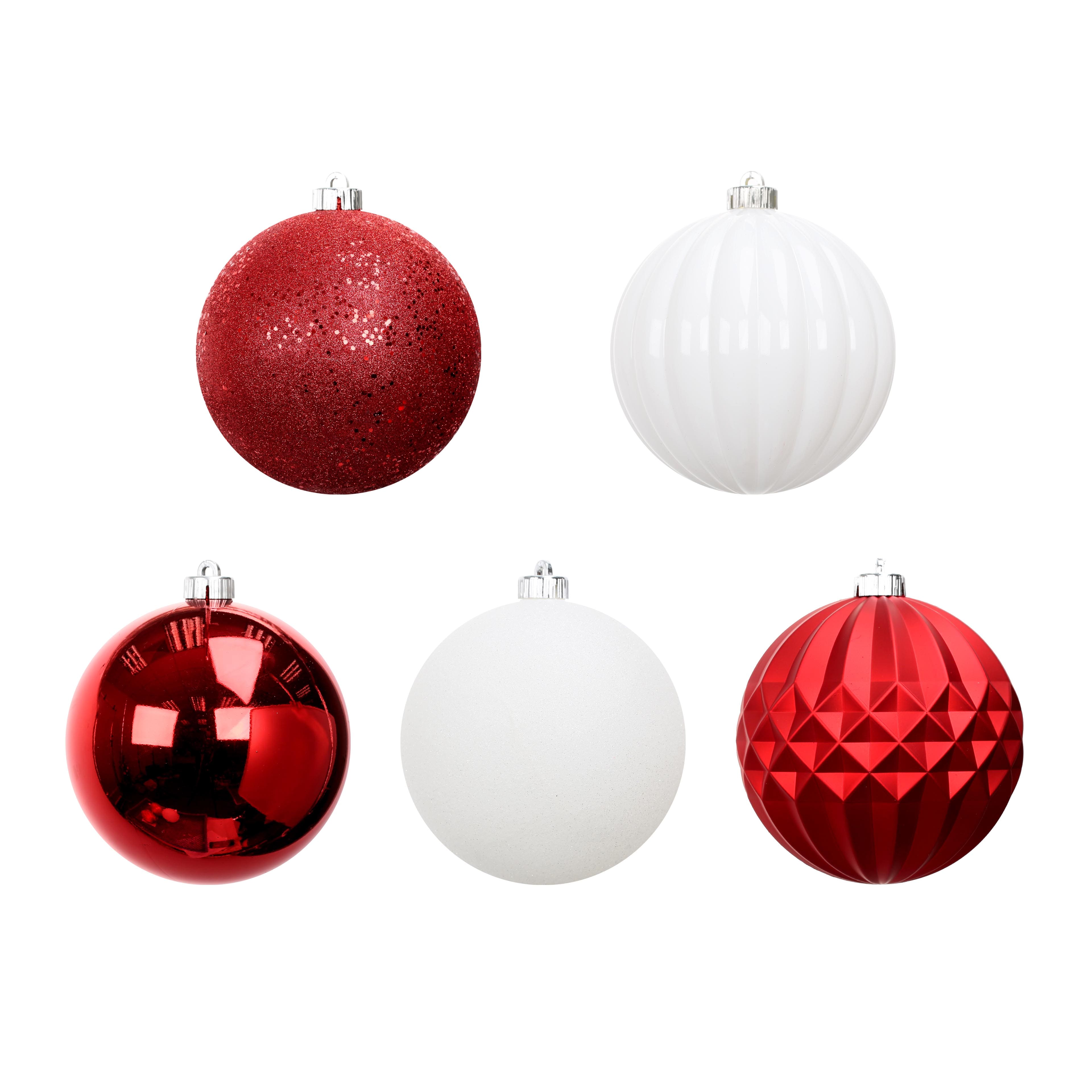 6 Pack 6&#x22; Red &#x26; White Shatterproof Ball Ornaments by Ashland&#xAE;