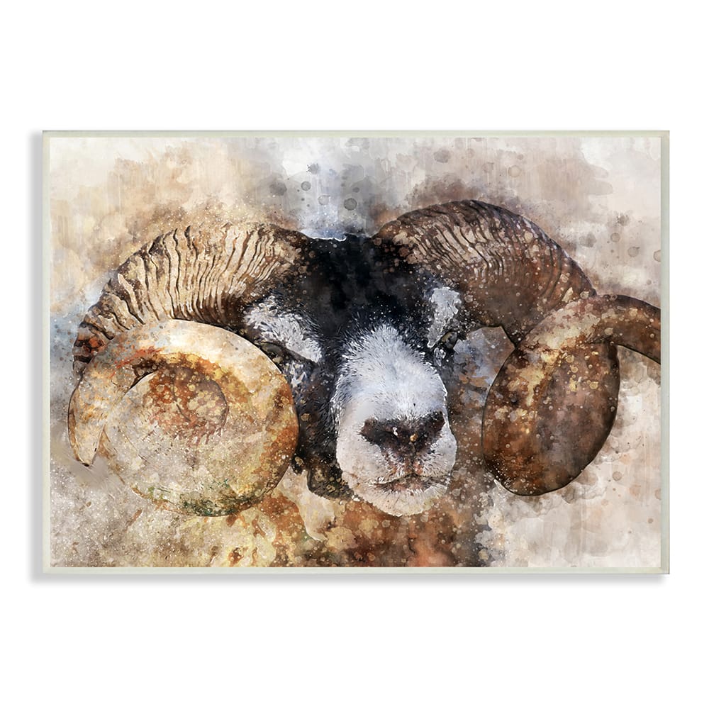 Stupell Industries Big Horned Ram Abstract Dreamlike Portrait Wall Plaque