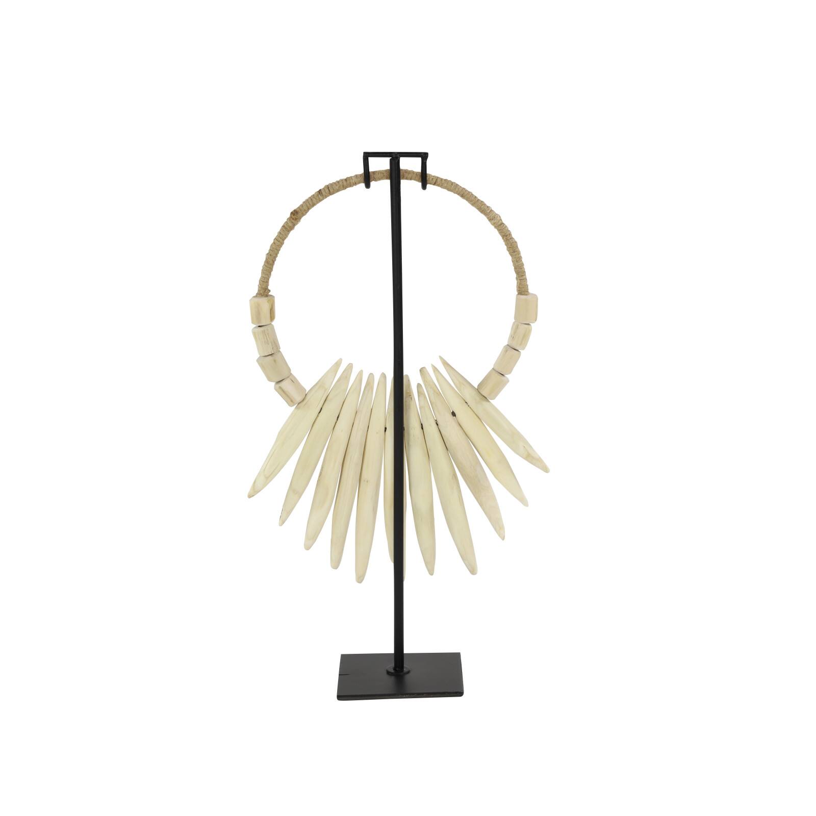 20" White Teak Wood Natural Necklace Sculpture