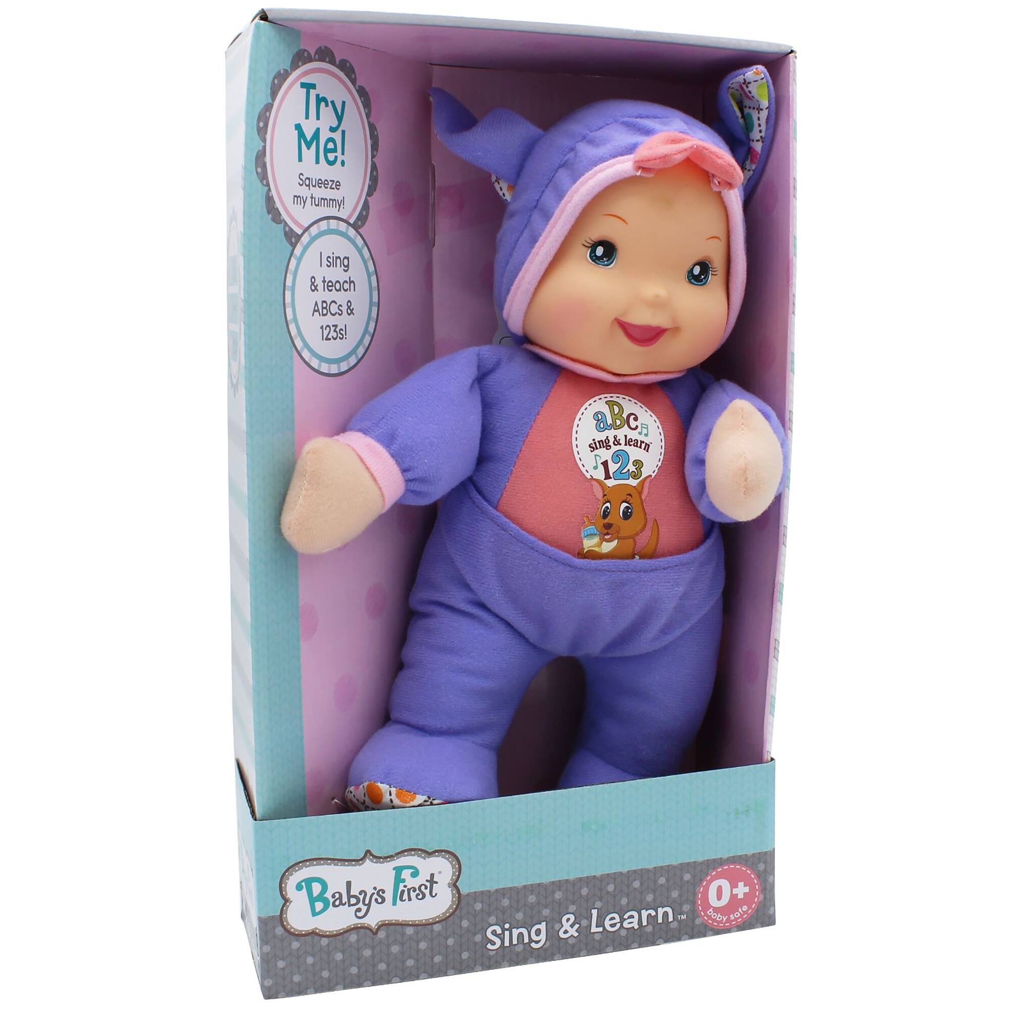 Goldberger Baby&#x27;s First&#xAE; Sing &#x26; Learn&#x2122; Baby Doll with Purple Kangaroo Outfit