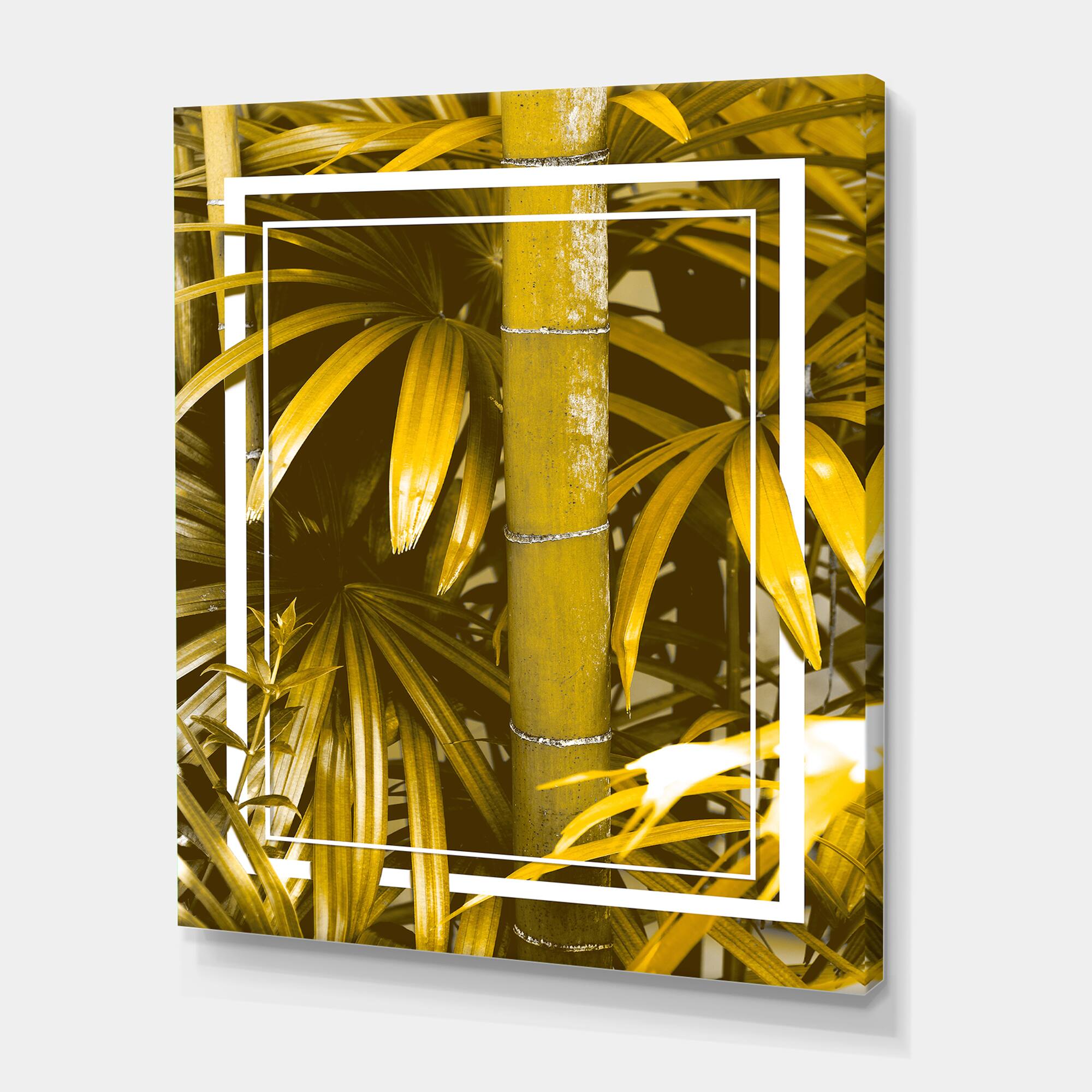 Designart - Yellow Bamboo and Tropical Leaves - Tropical Canvas Wall Art Print