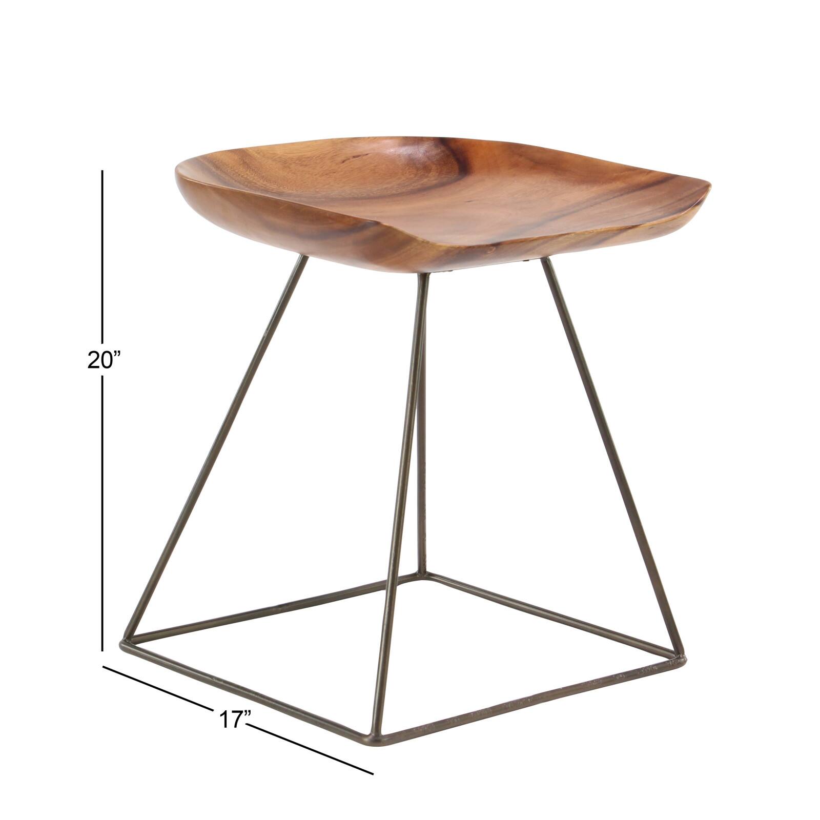 20" Brown Iron Rustic Stool