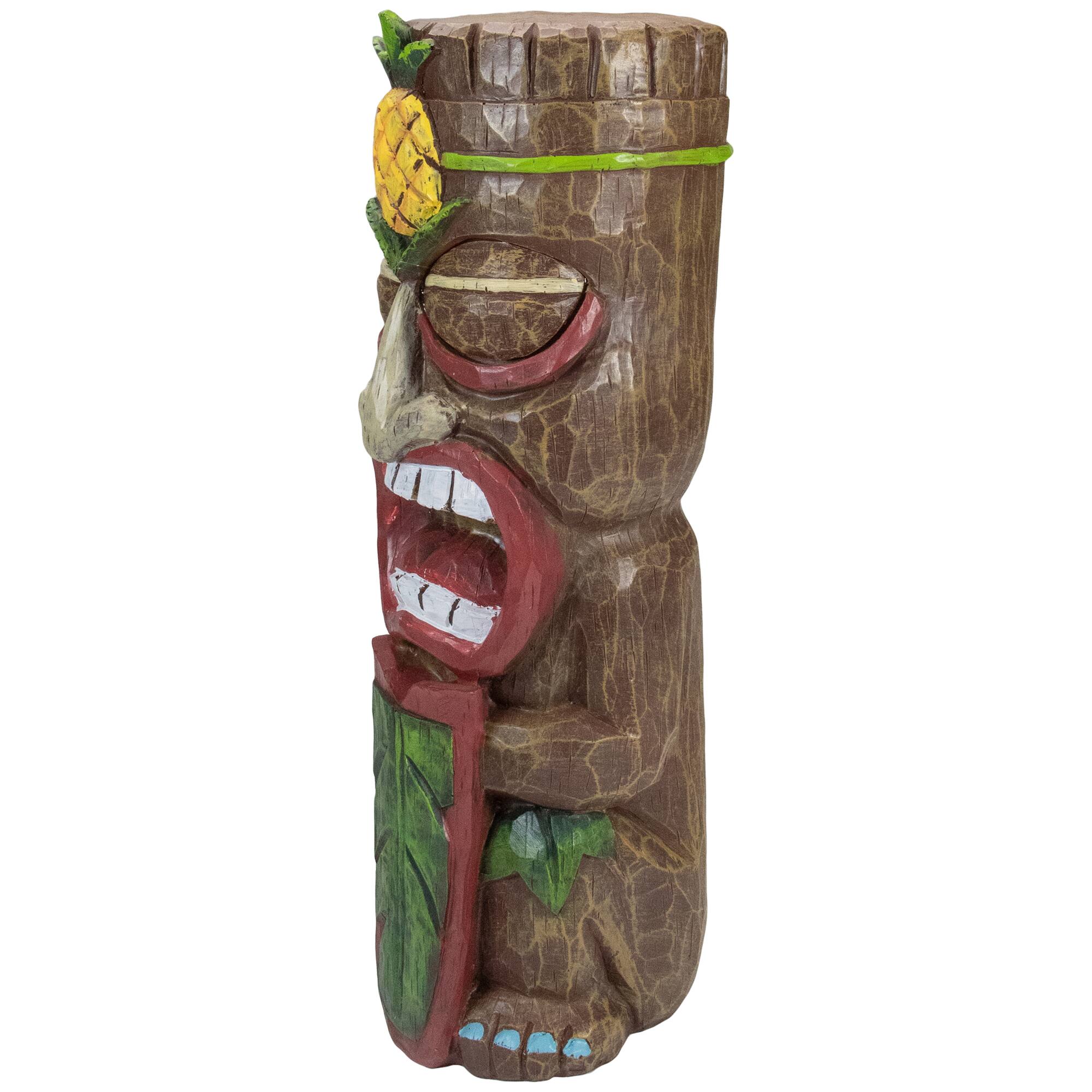 16&#x22; Solar Lighted Polynesian Outdoor Garden Tiki Statue