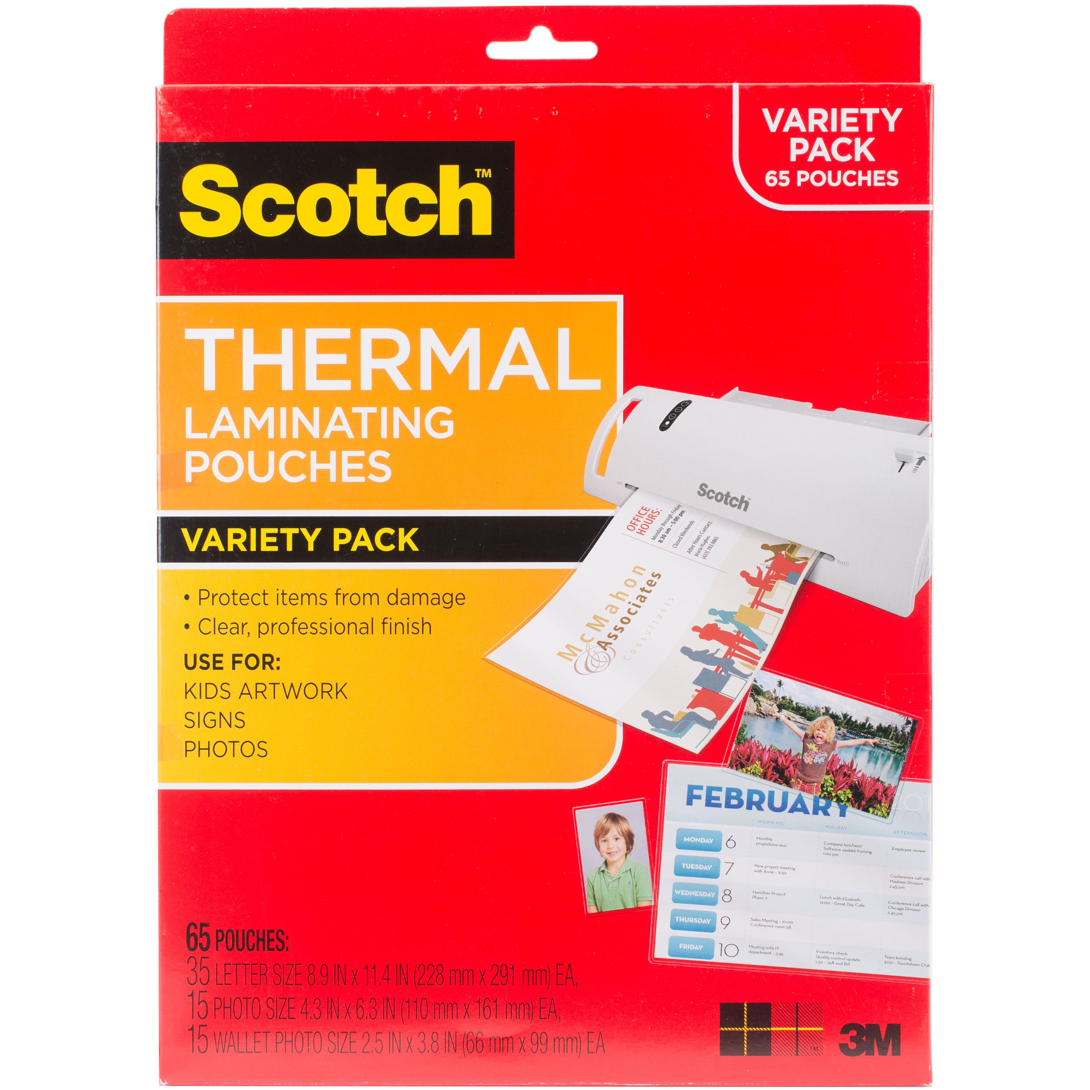 Scotch&#xAE; Thermal Laminator Pouches Variety Pack