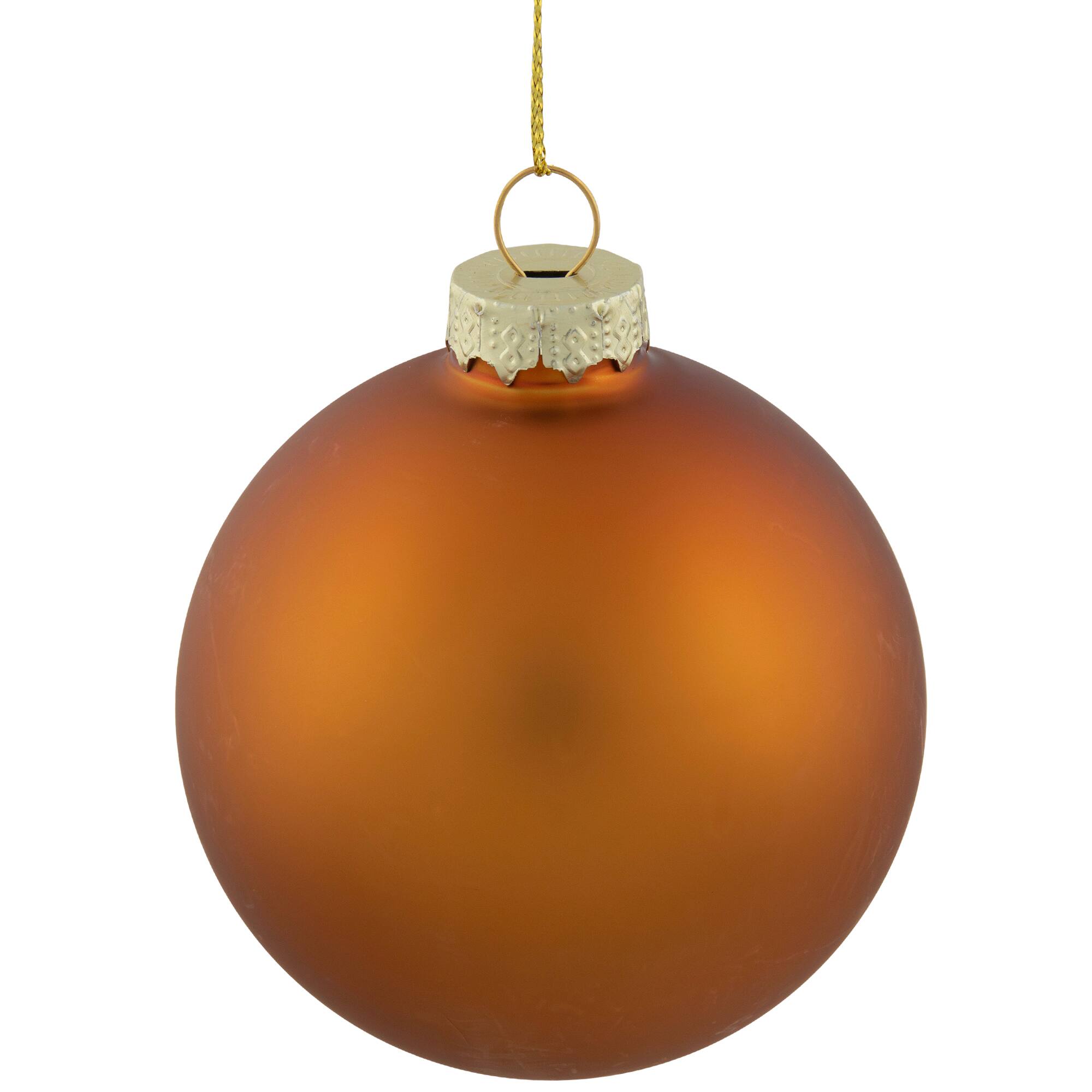 6ct. Bronze & Amber 2-Finish Glass Ball Ornaments