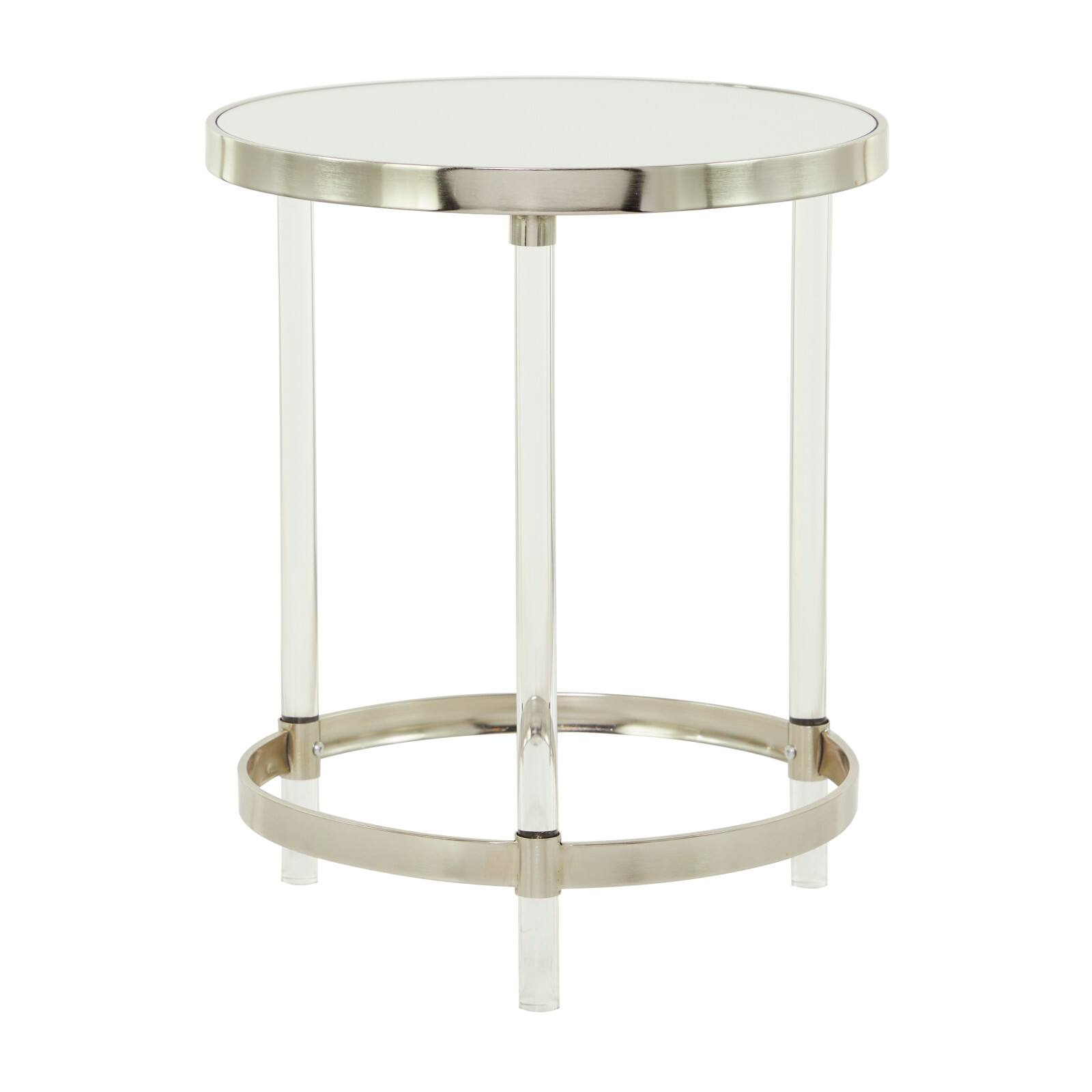 Silver Acrylic Contemporary Accent Table, 19&#x22; x 19&#x22; x 23&#x22;