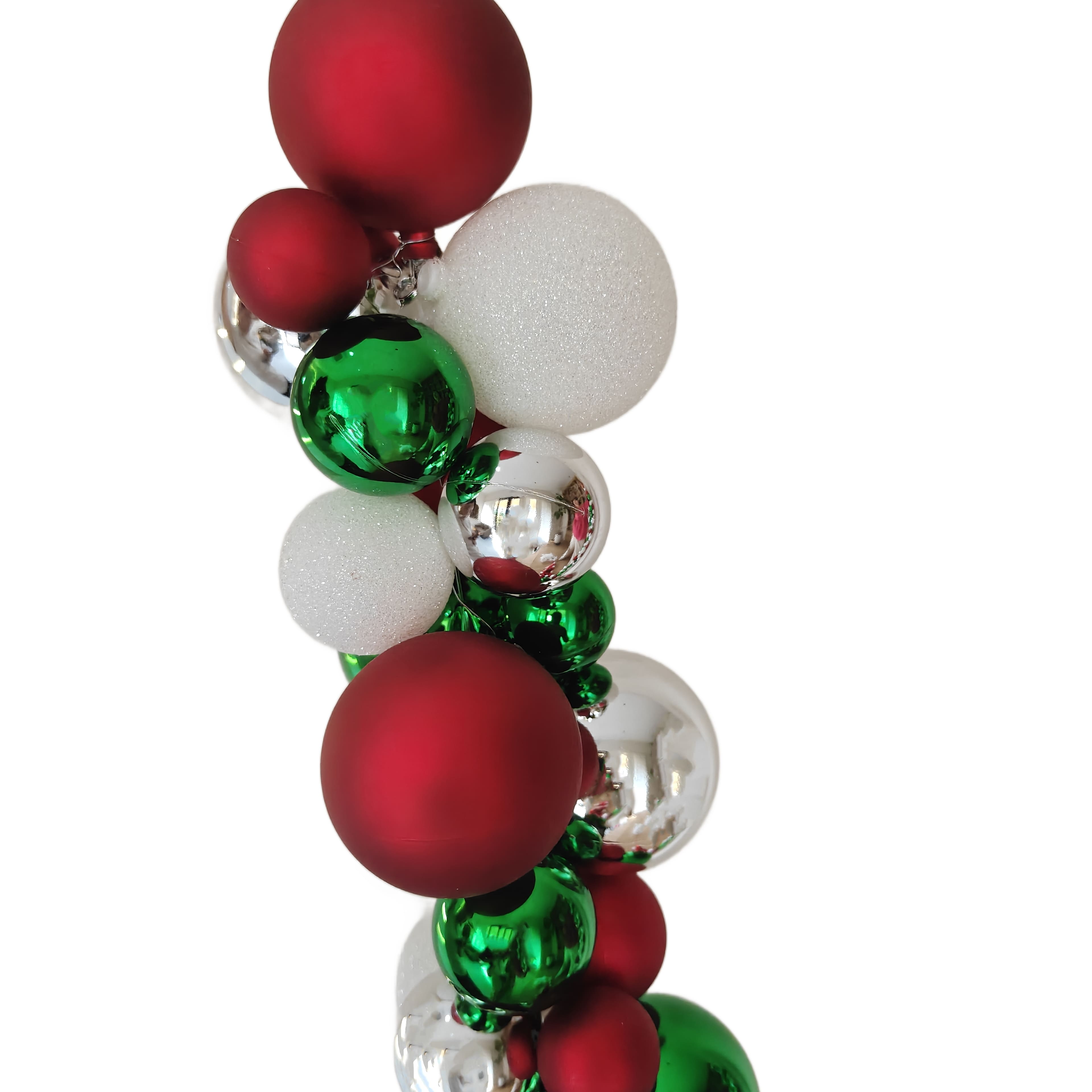 6ft. Green, White &#x26; Red Ball Ornament Garland by Ashland&#xAE;